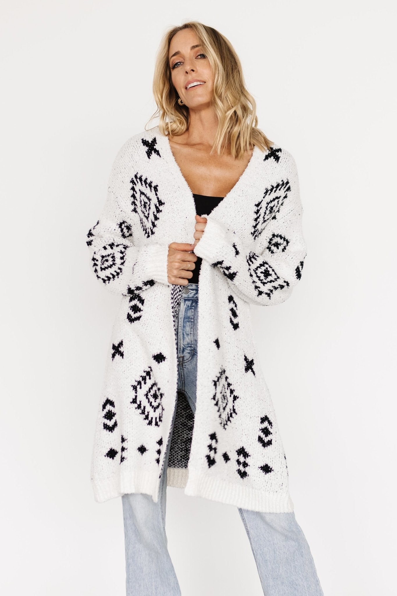 Missoula Oversized Cardigan | Off White + Black Sale For Cheap