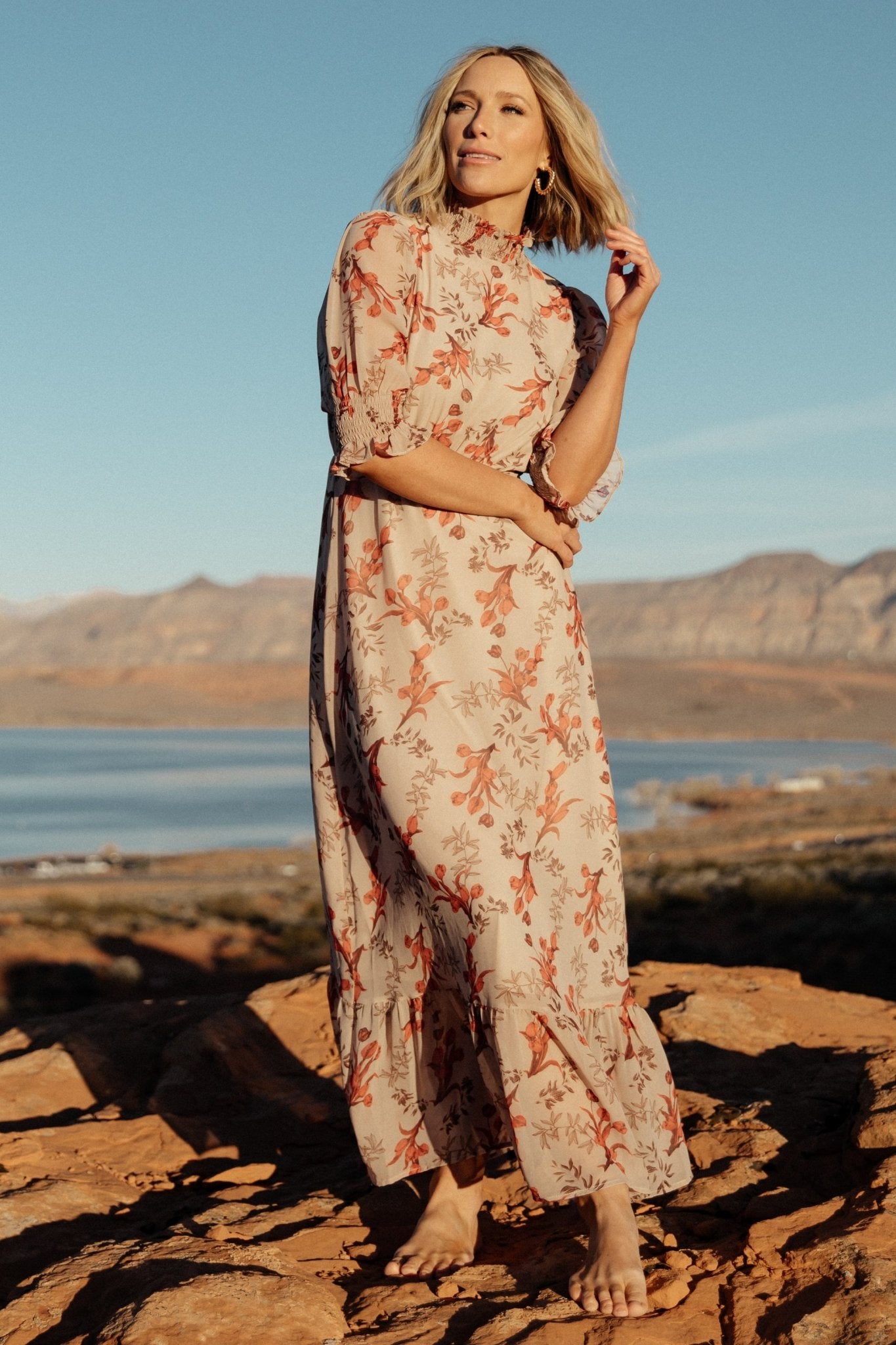 Marie Mock Neck Maxi Dress | Blush Floral 2025 Cheap Online