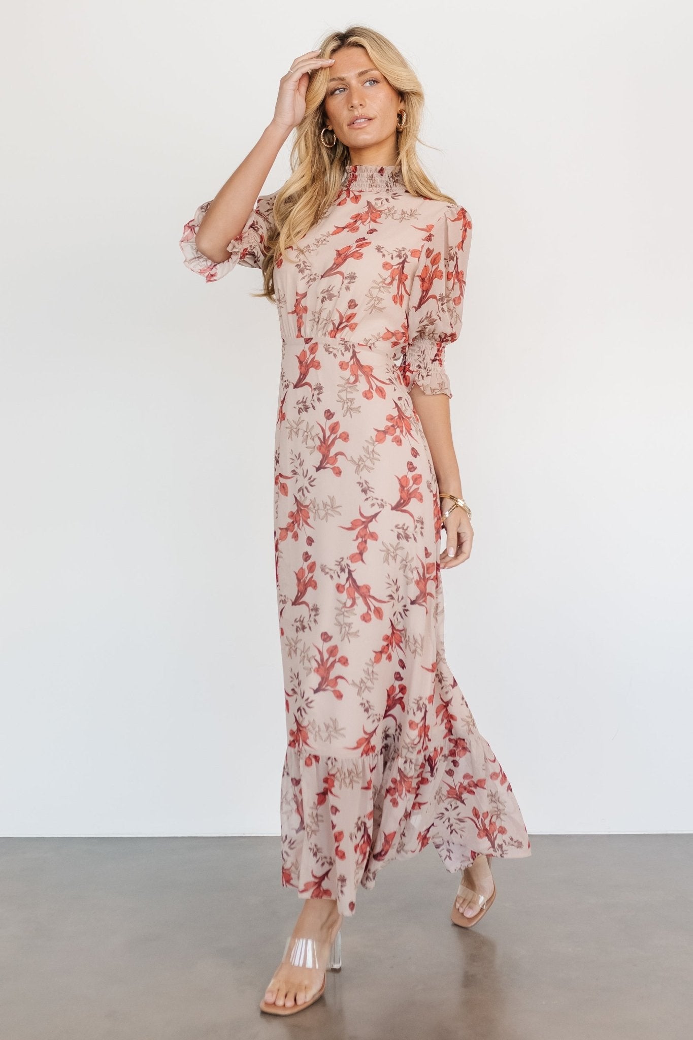 Marie Mock Neck Maxi Dress | Blush Floral 2025 Cheap Online