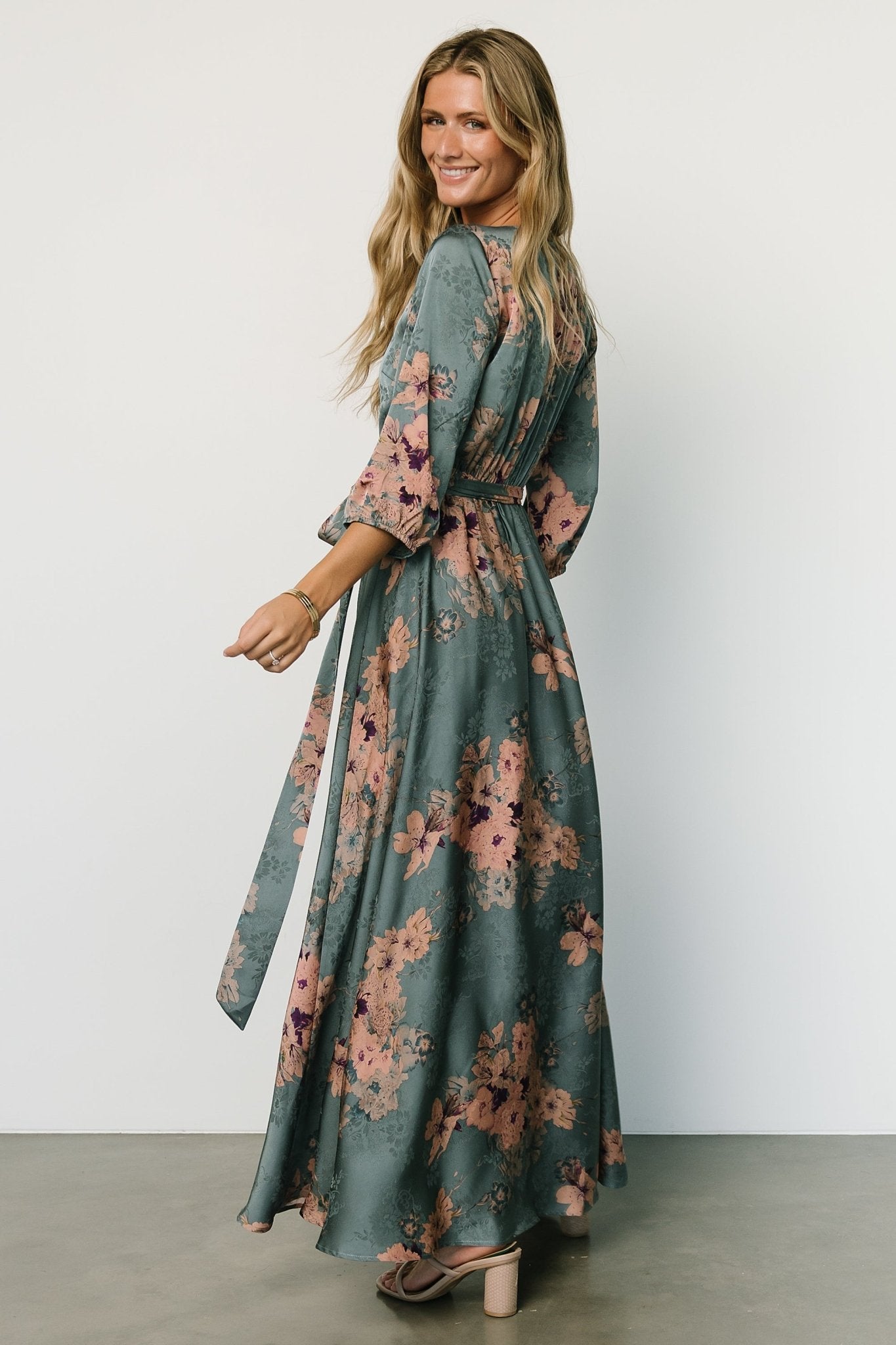 Paula Satin Maxi Dress | Blue + Pink Multi 2025 Cheap Online