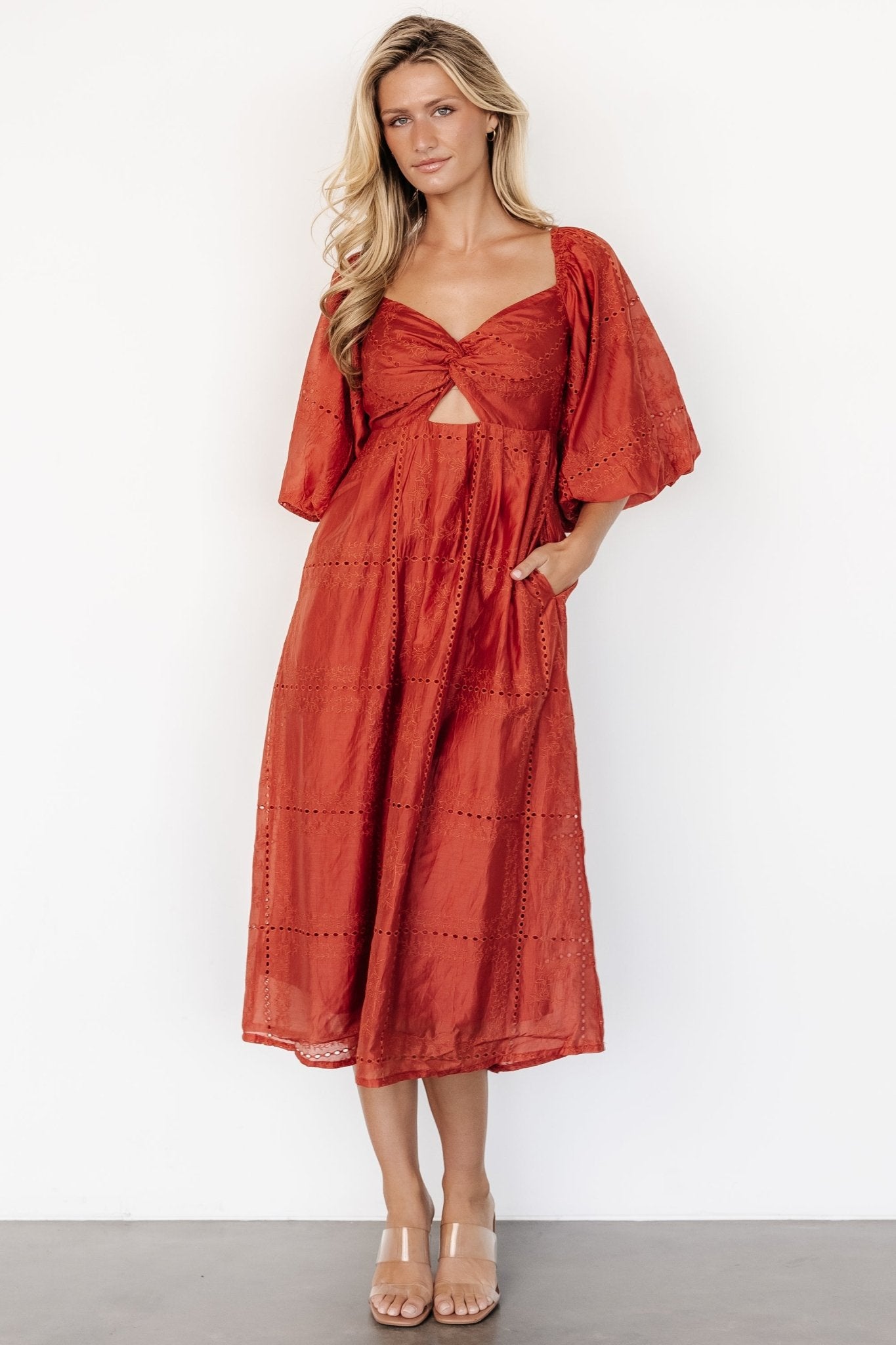 Brynn Midi Dress | Rust Enjoy For Sale