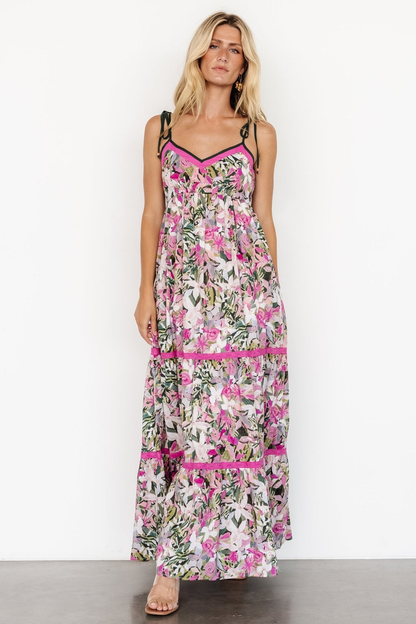 Pierrette Maxi Dress | Pink Multi Clearance Inexpensive