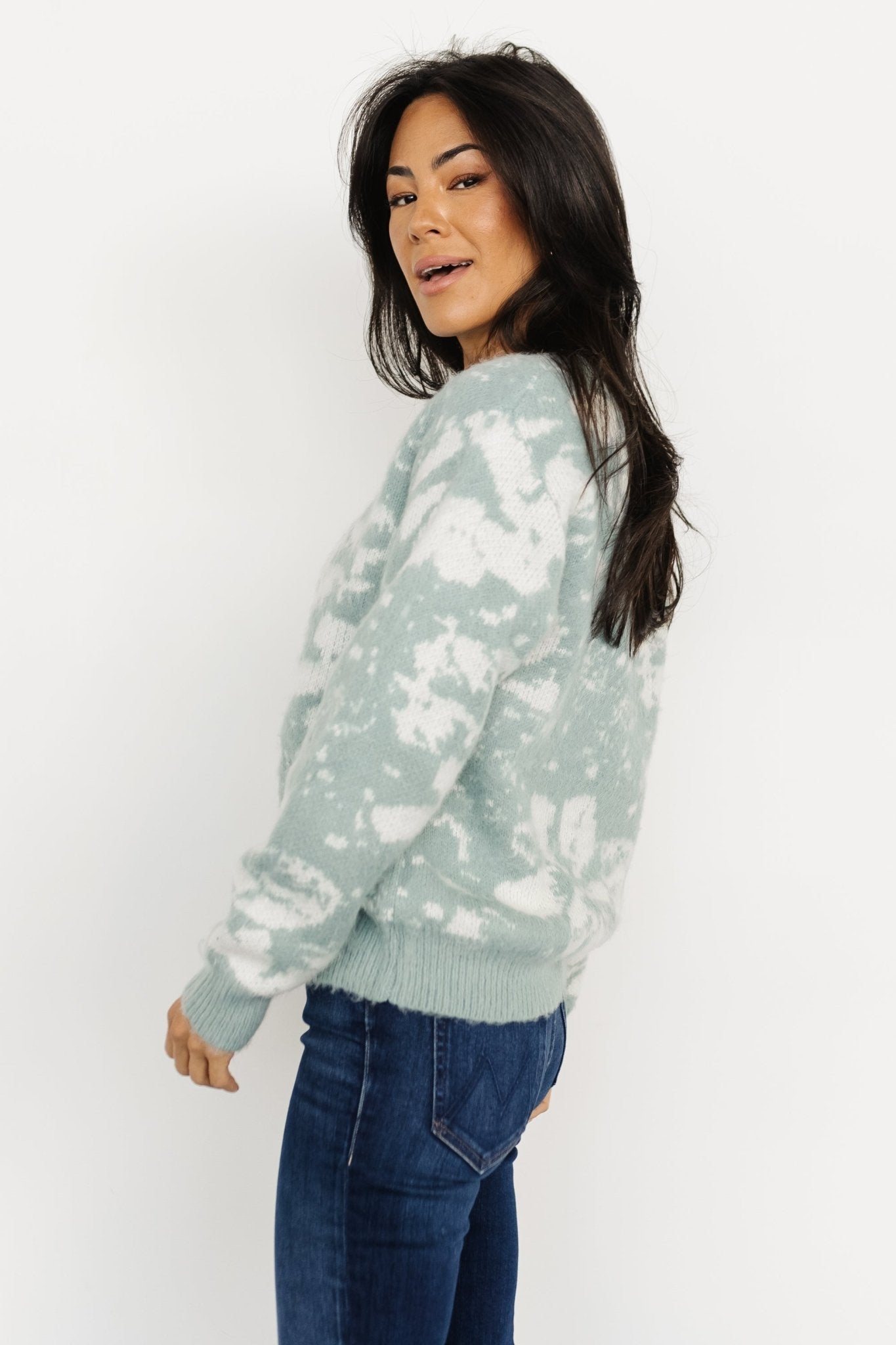 Fairbanks Sweater | Blue Sage Print Quality Free Shipping