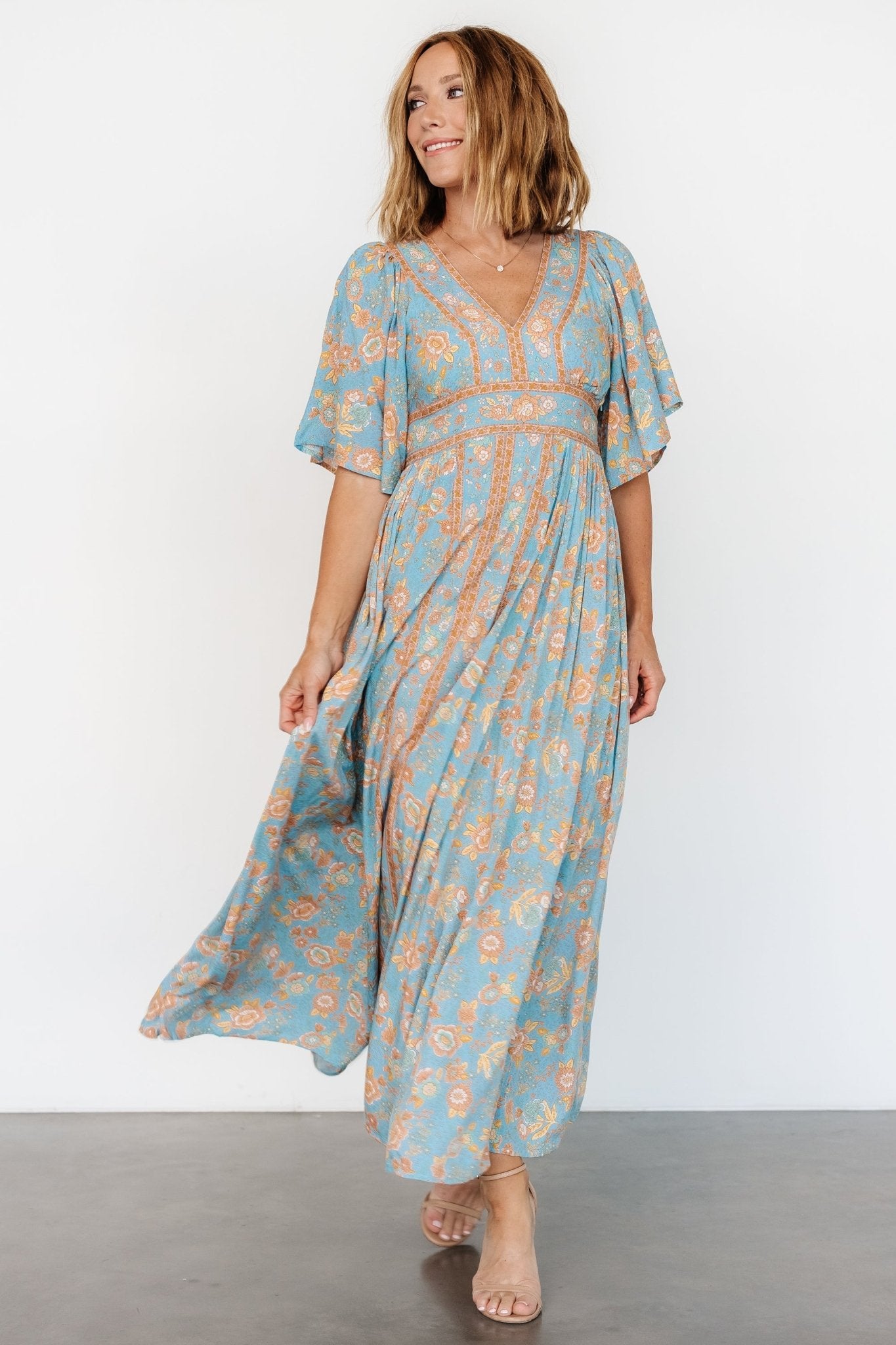 Elissa Maxi Dress | Dusty Blue Floral Official Sale Online