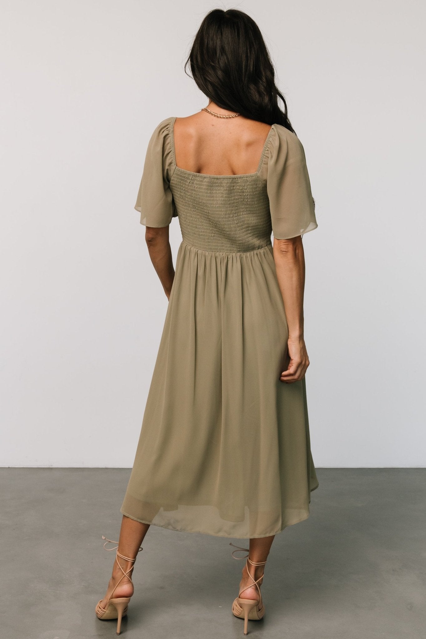 Colette Sweetheart Midi Dress | Dusty Olive Best Place To Buy