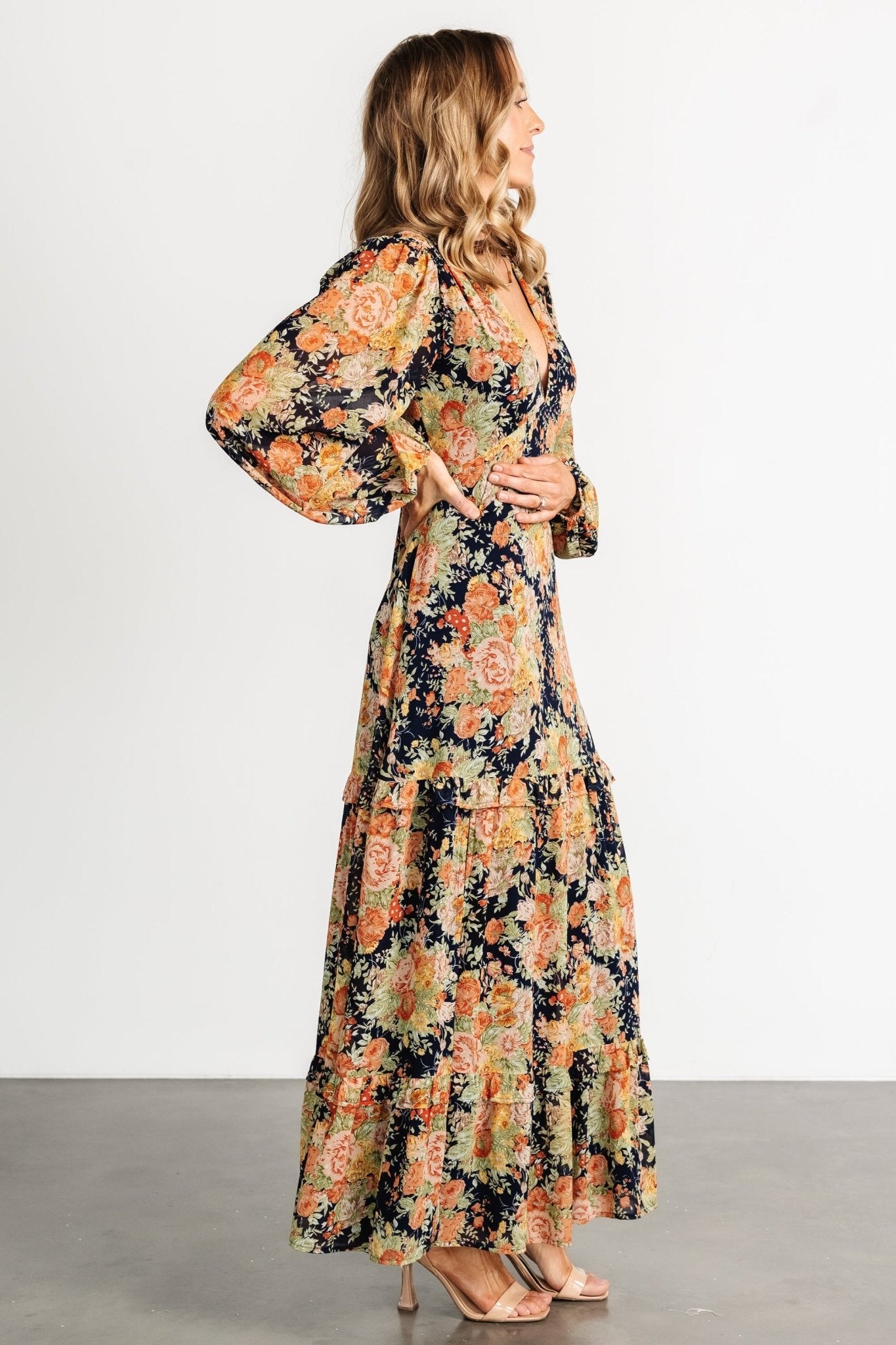 Bowman Deep V Maxi Dress | Navy Floral From China Cheap Pice