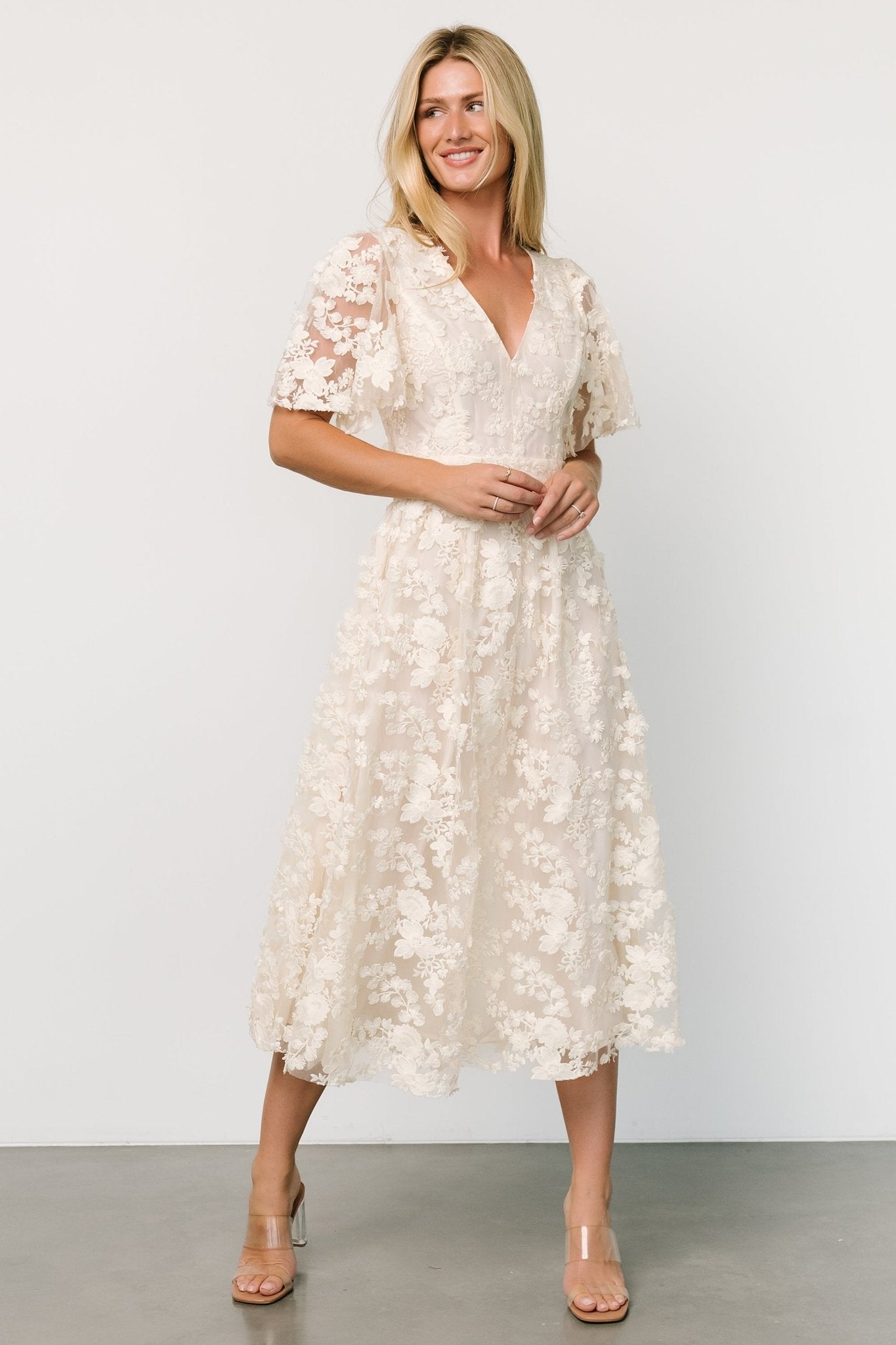 Sadie Embroidered Midi Dress | Vintage Cream Shop Offer For Sale