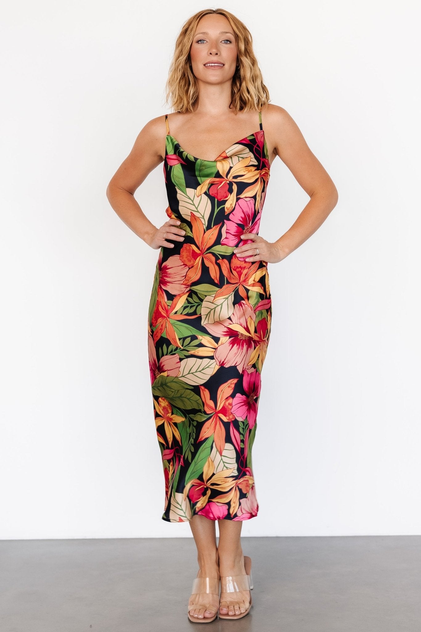 Kala Slip Midi Dress | Black Multi Floral Free Shipping Best Store To Get