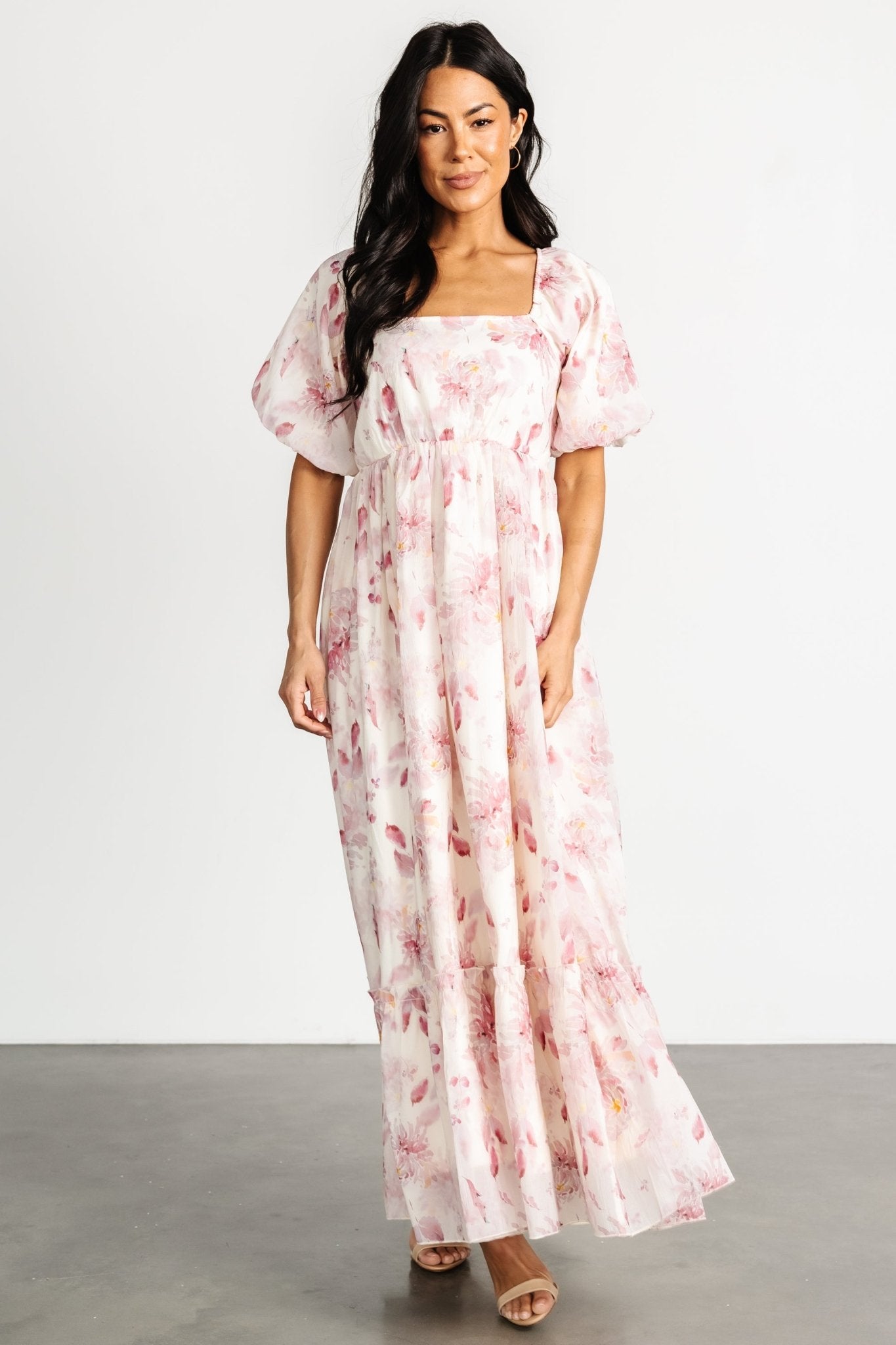 Dalia Maxi Dress | Ivory + Mauve Floral 2025 New