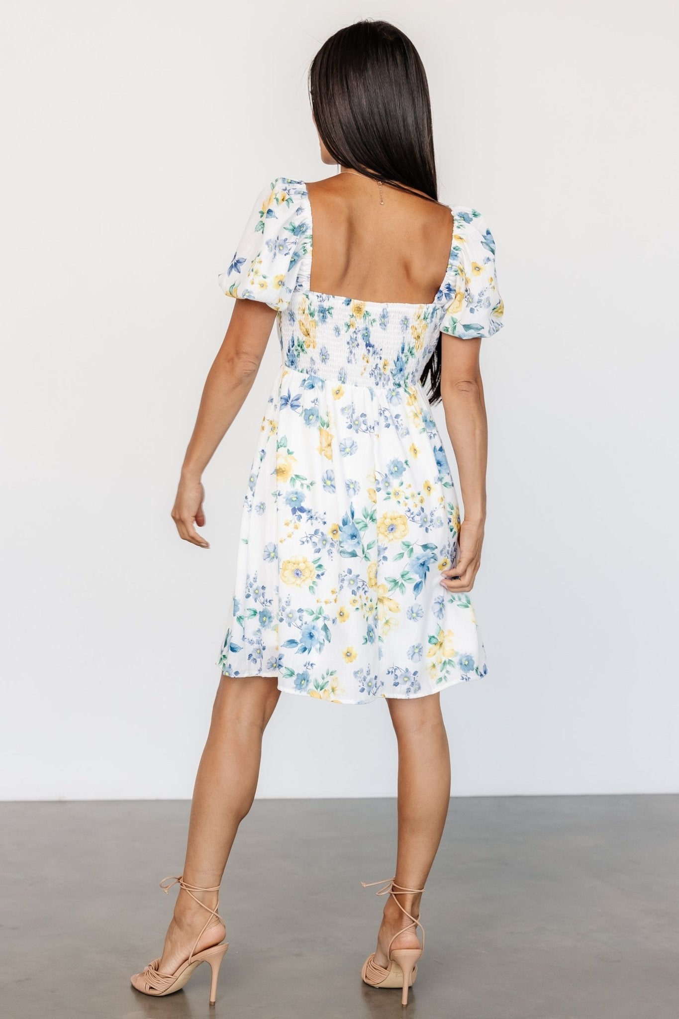 Clarette Short Dress | White Floral Enjoy Online