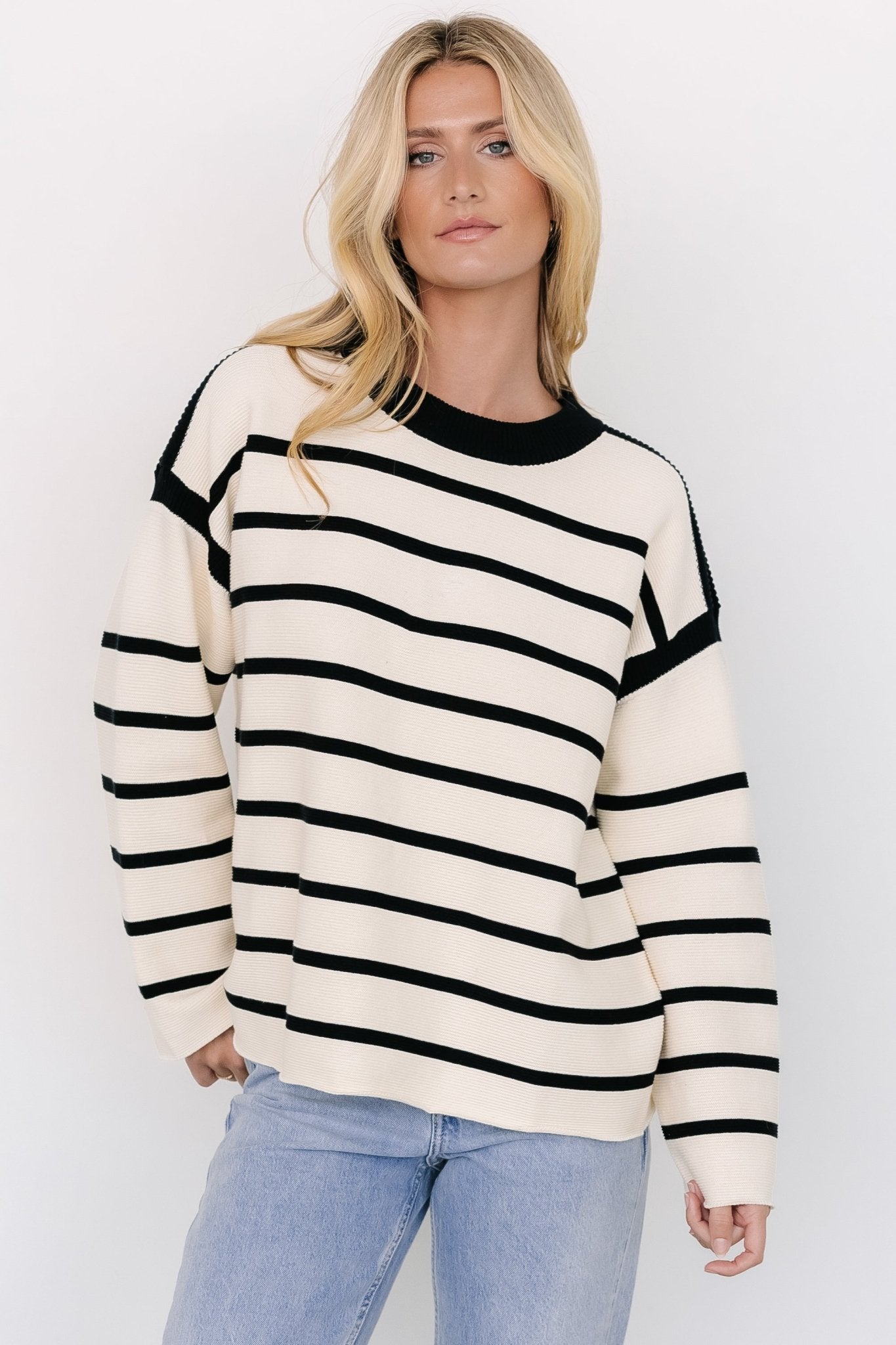 Conway Striped Sweater | Cream + Black Many Kinds Of Cheap Pice