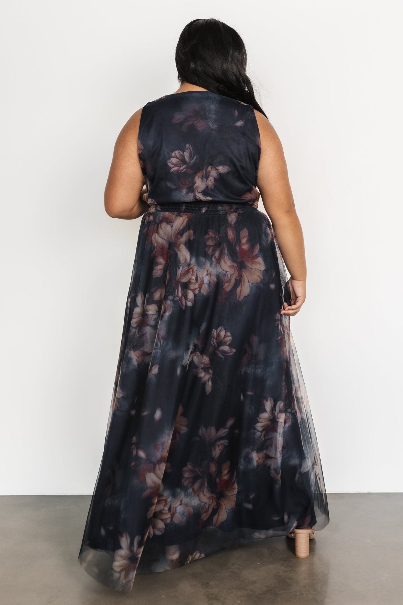 Kamila Tulle Maxi Dress | Dark Blue Floral Clearance Amazon