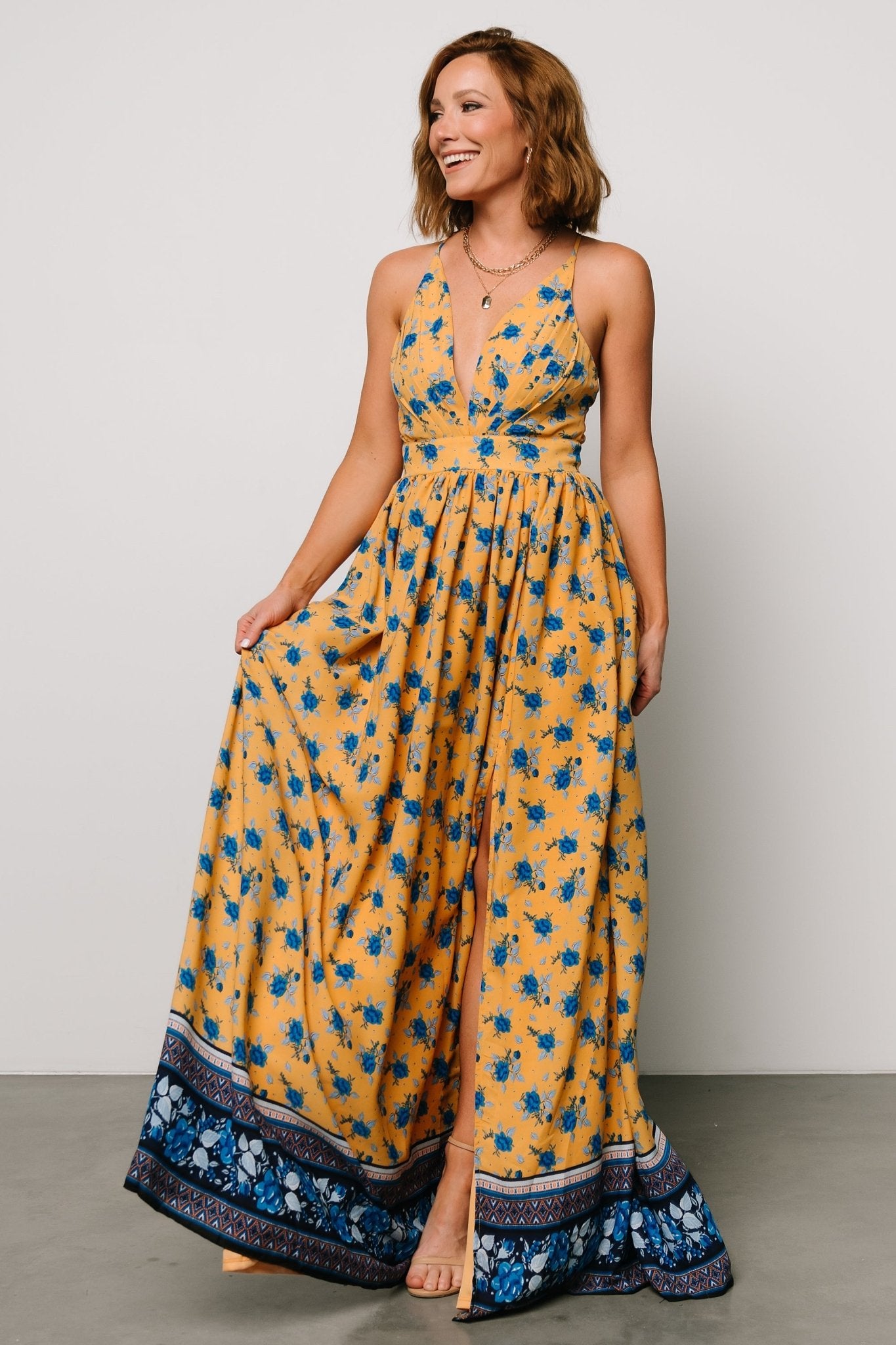 Brylee Maxi Dress | Mustard + Navy Release Dates Cheap Online