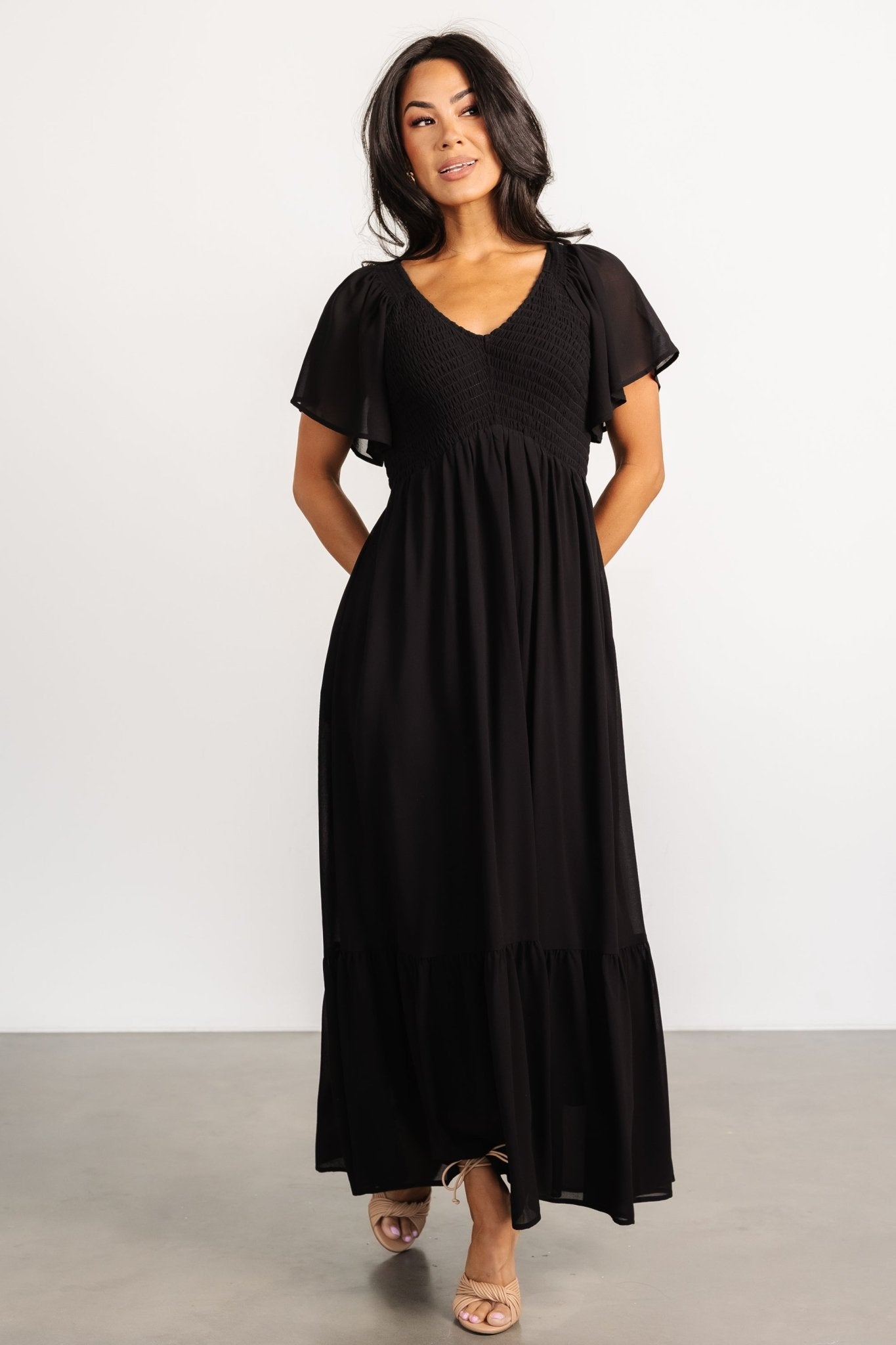 Monica Smocked Dress | Black Outlet Footlocker Finishline