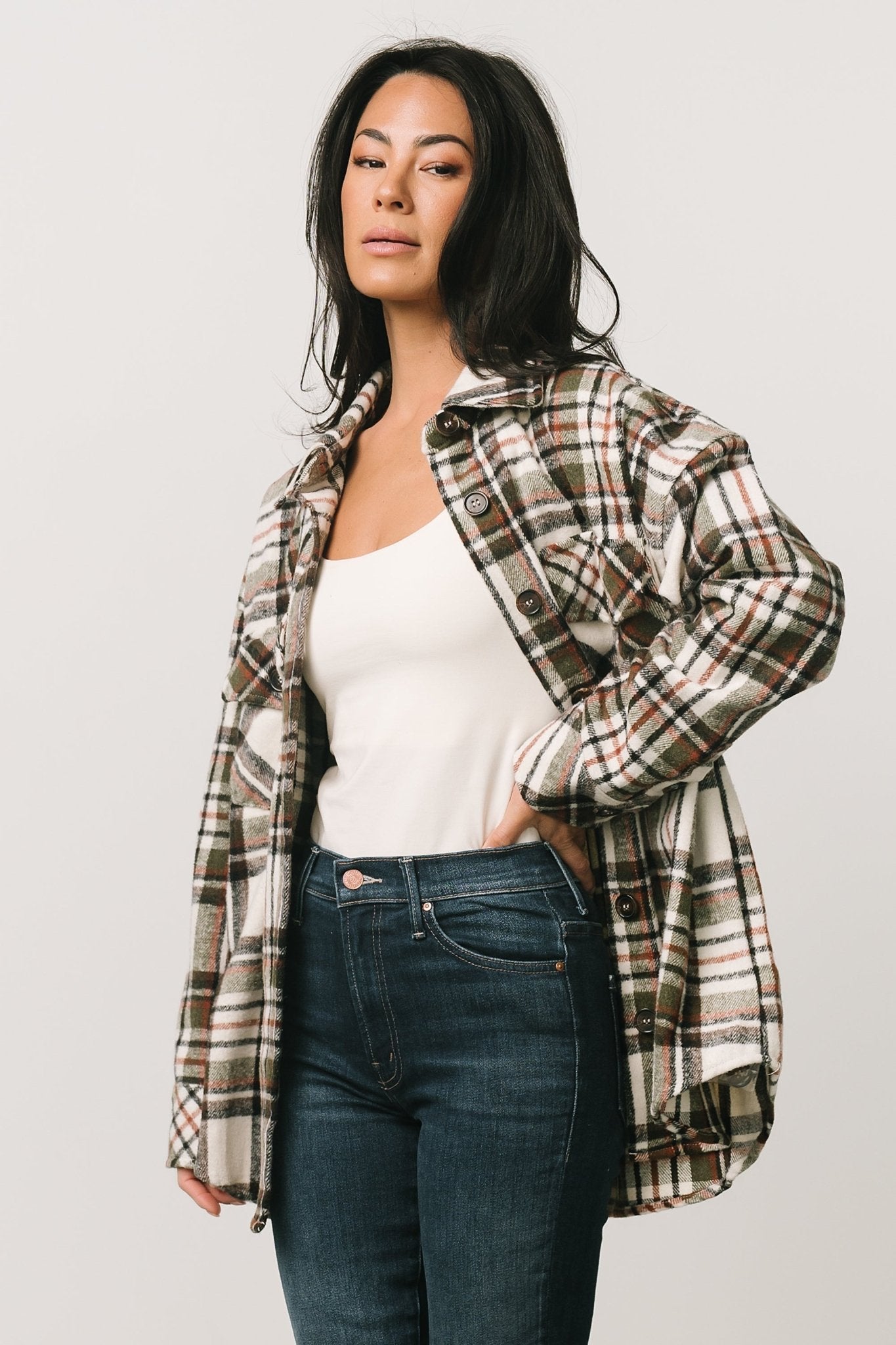 Polson Plaid Shacket | Ivory Multi Release Dates Authentic