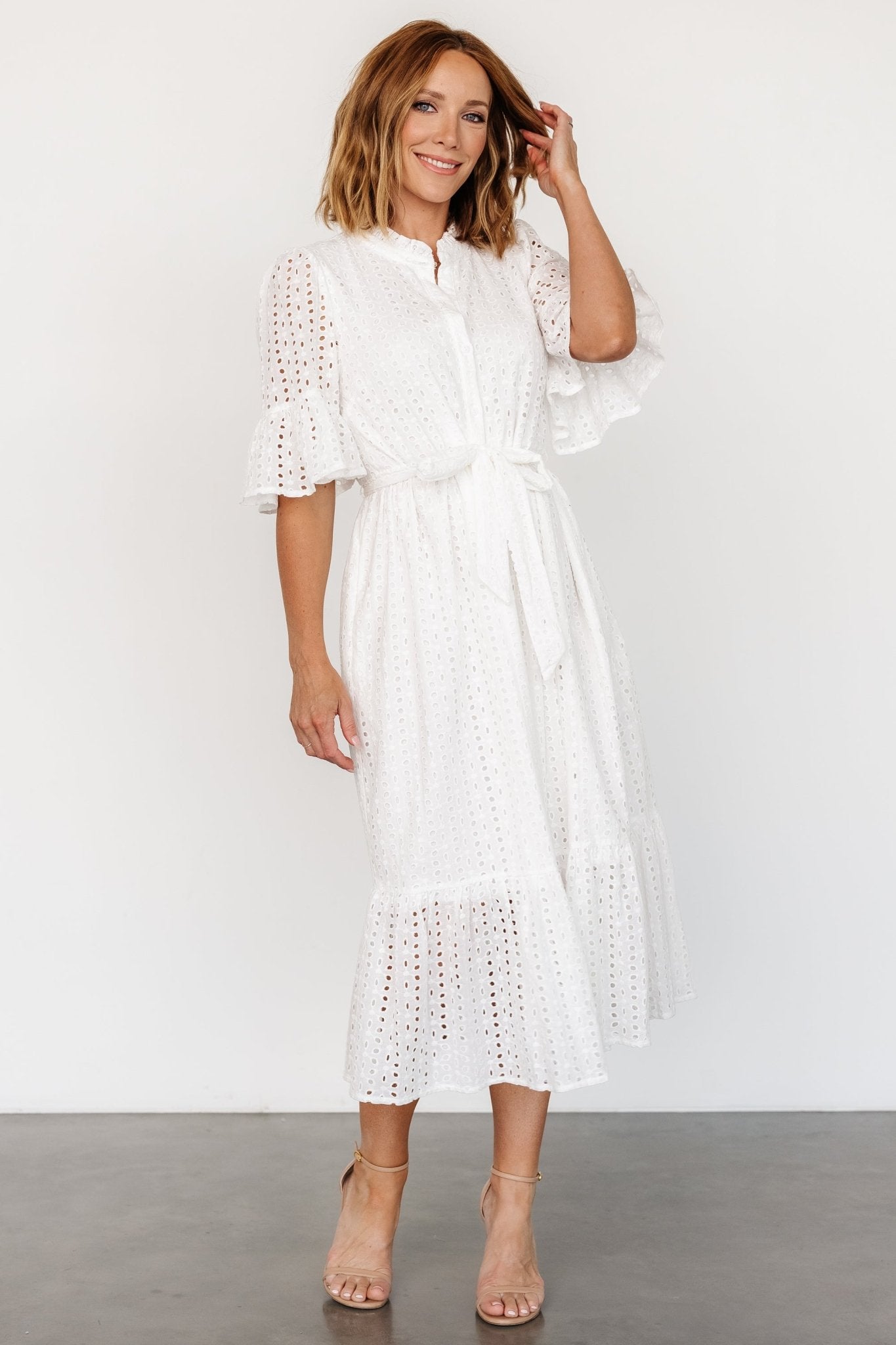 Virginia Eyelet Midi Dress | Off White Cheap Online Online