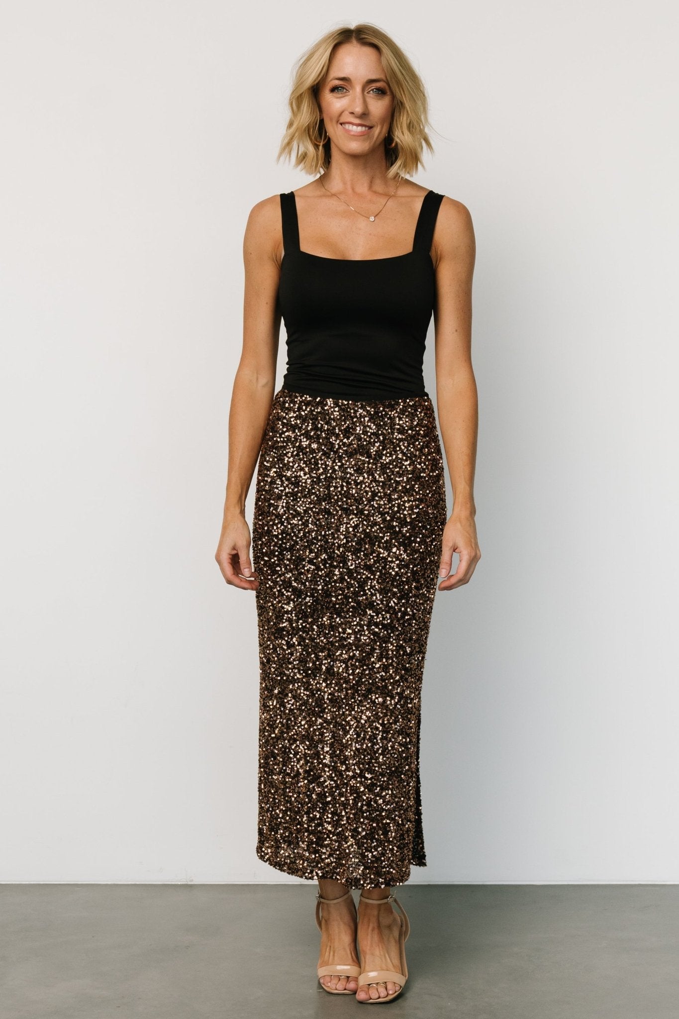 Charmed Sequin Midi Skirt | Bronze Many Kinds Of Online