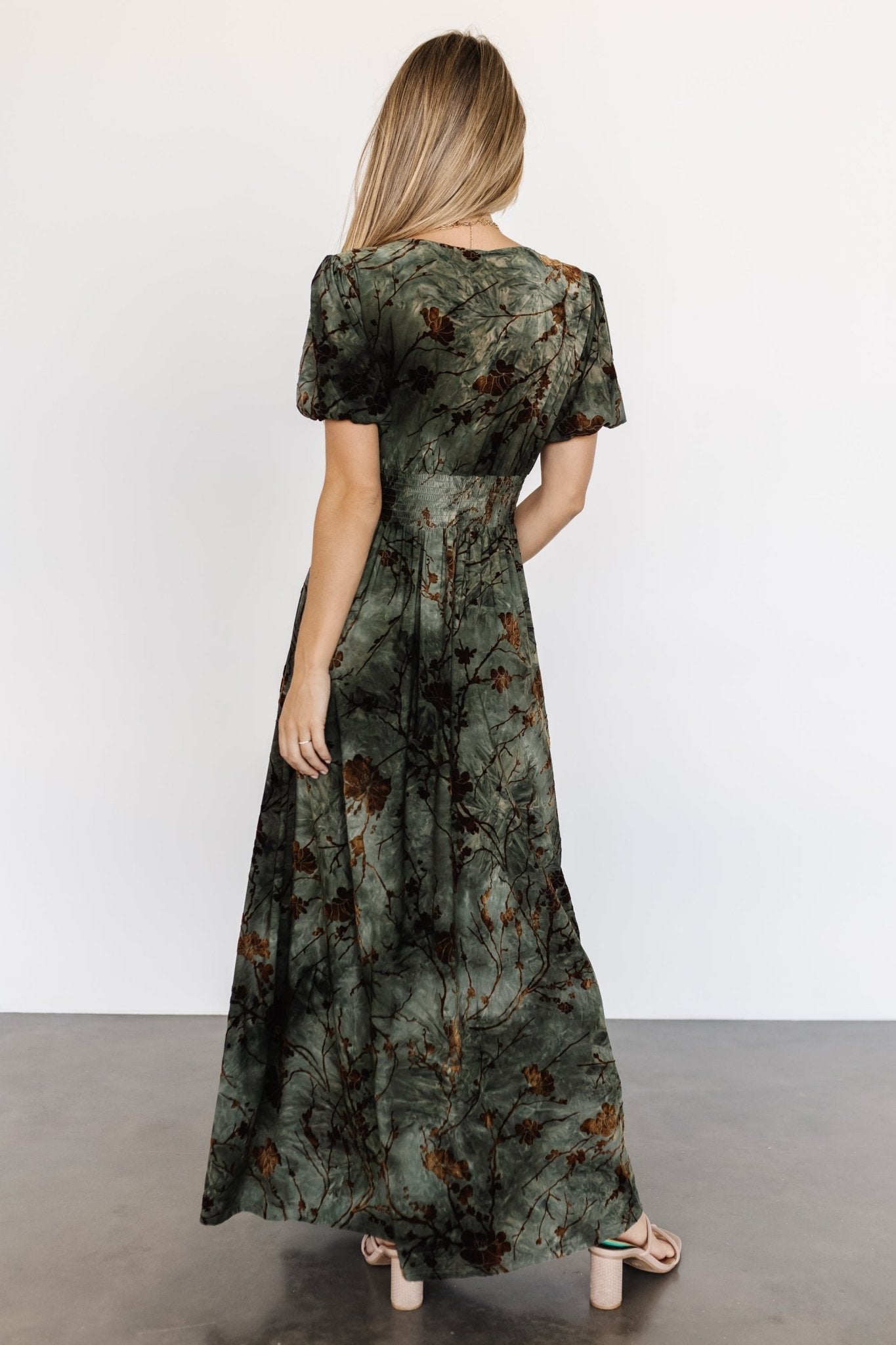 Leslie Velvet Maxi Dress | Green + Copper Sale Official