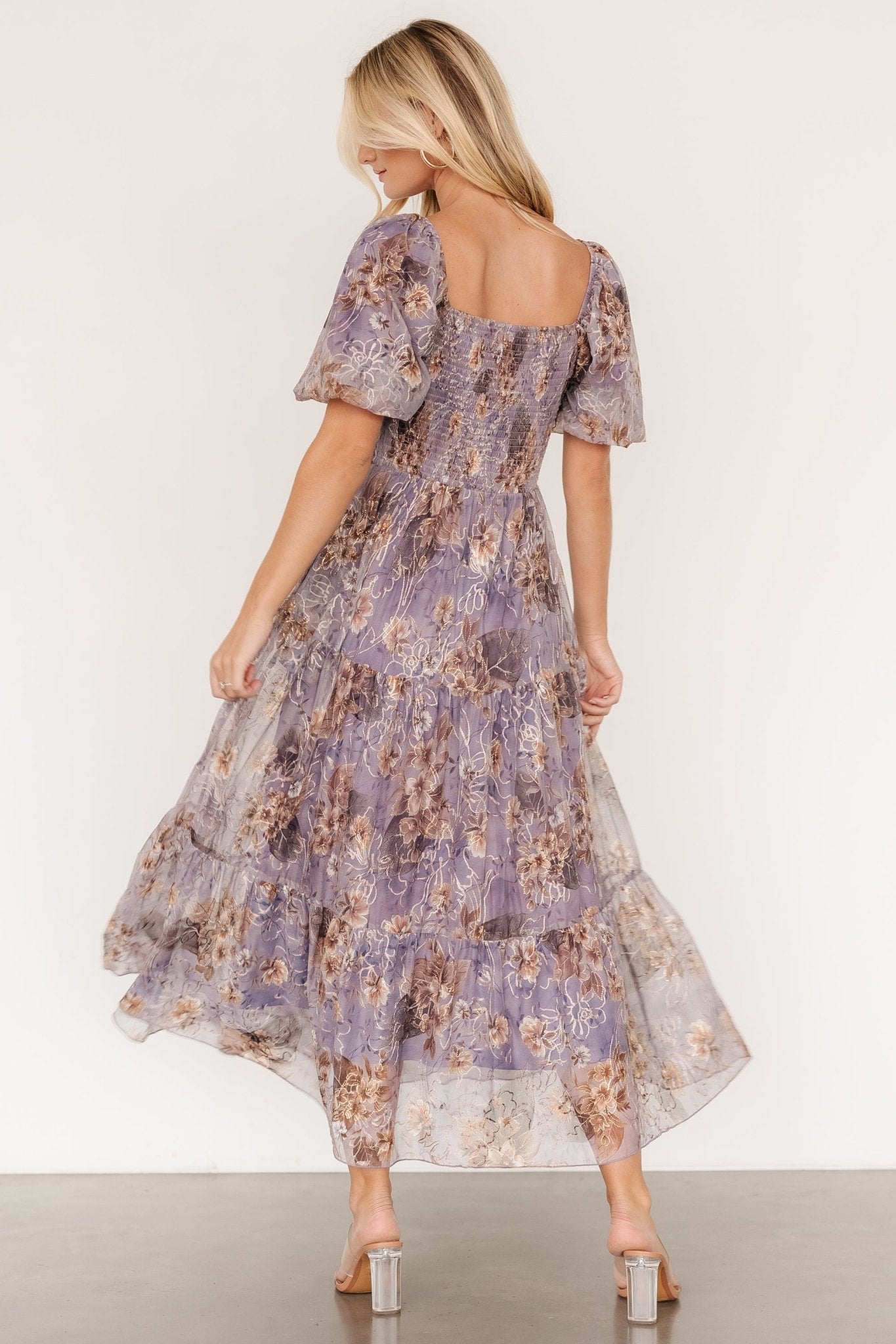 Annabeth Midi Dress | Lavender Floral Outlet Low Pice Fee Shipping