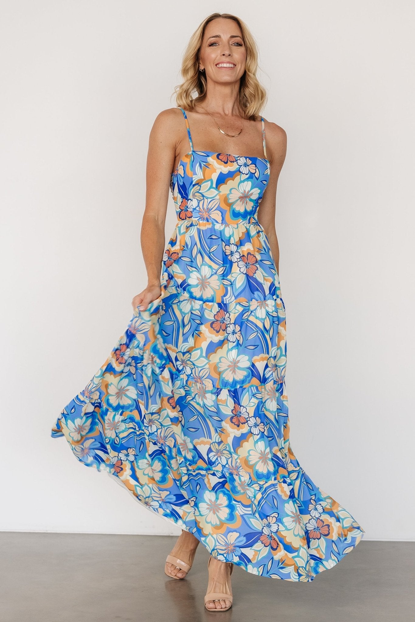 Jannica Tie Back Maxi Dress | Blue Multi Best Pices Sale Online