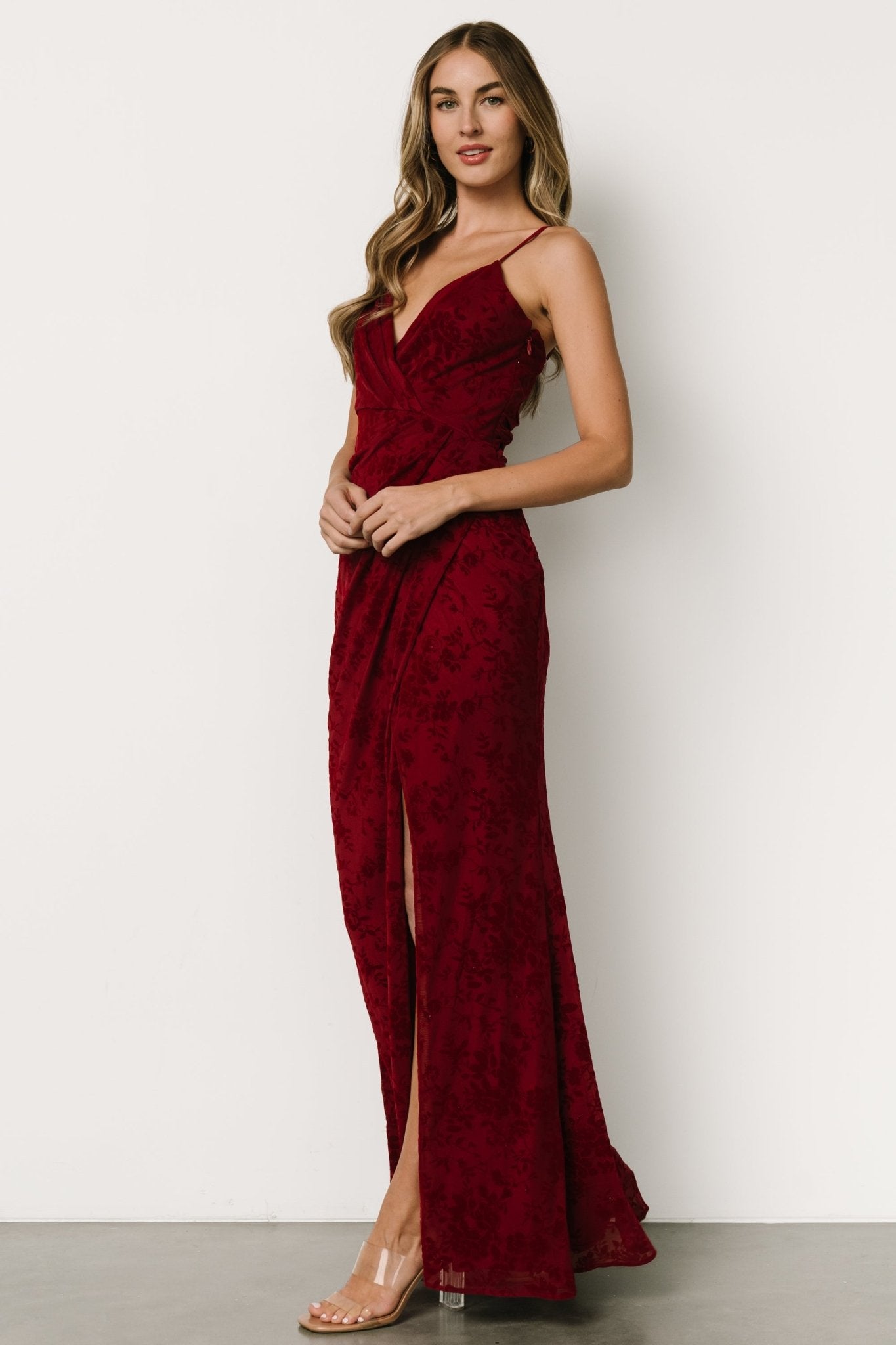 Ayesha Fitted Gown | Burgundy Discounts Sale Online