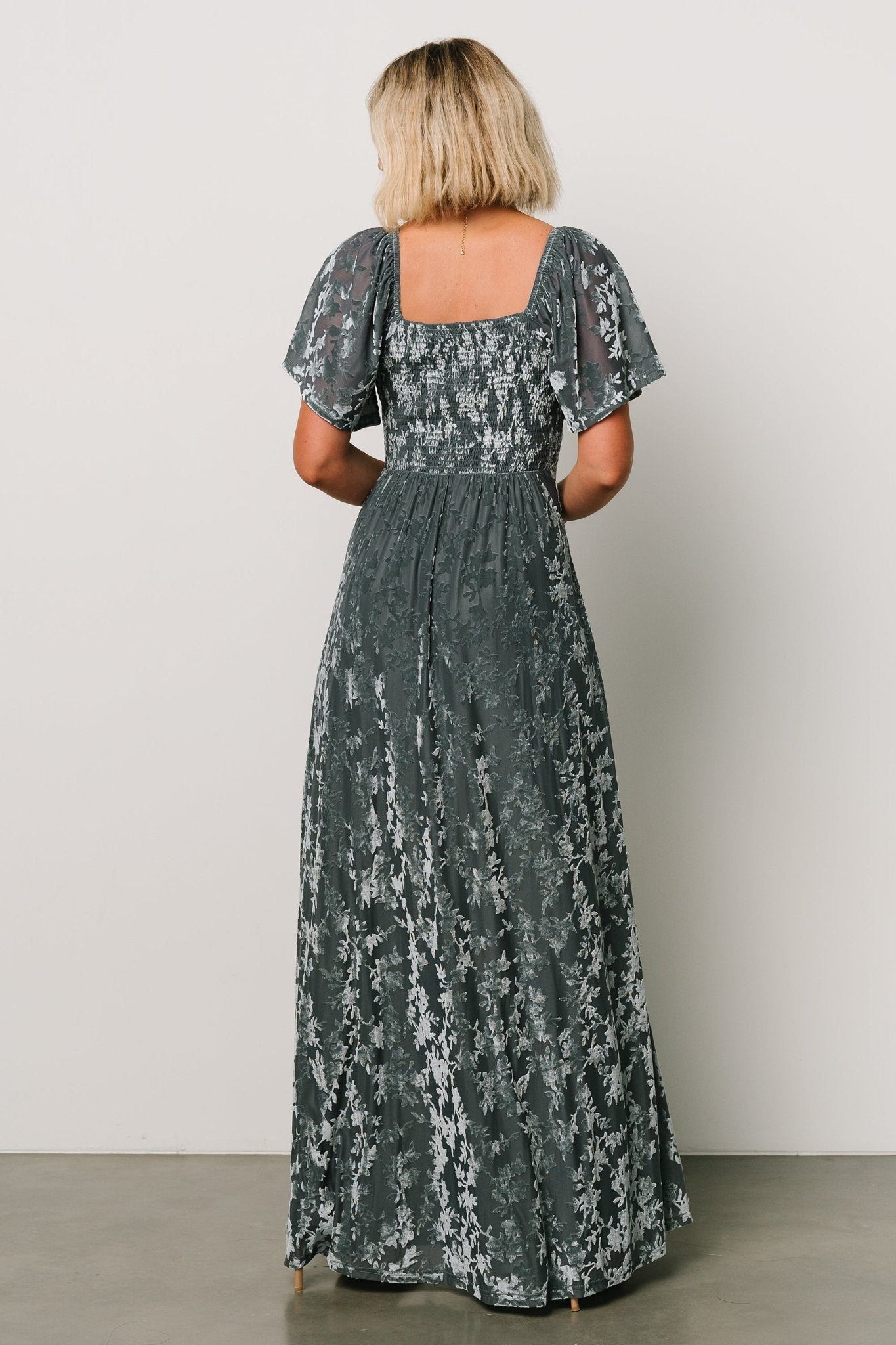 Everley Velvet Maxi Dress | Dusty Blue Clearance Clearance