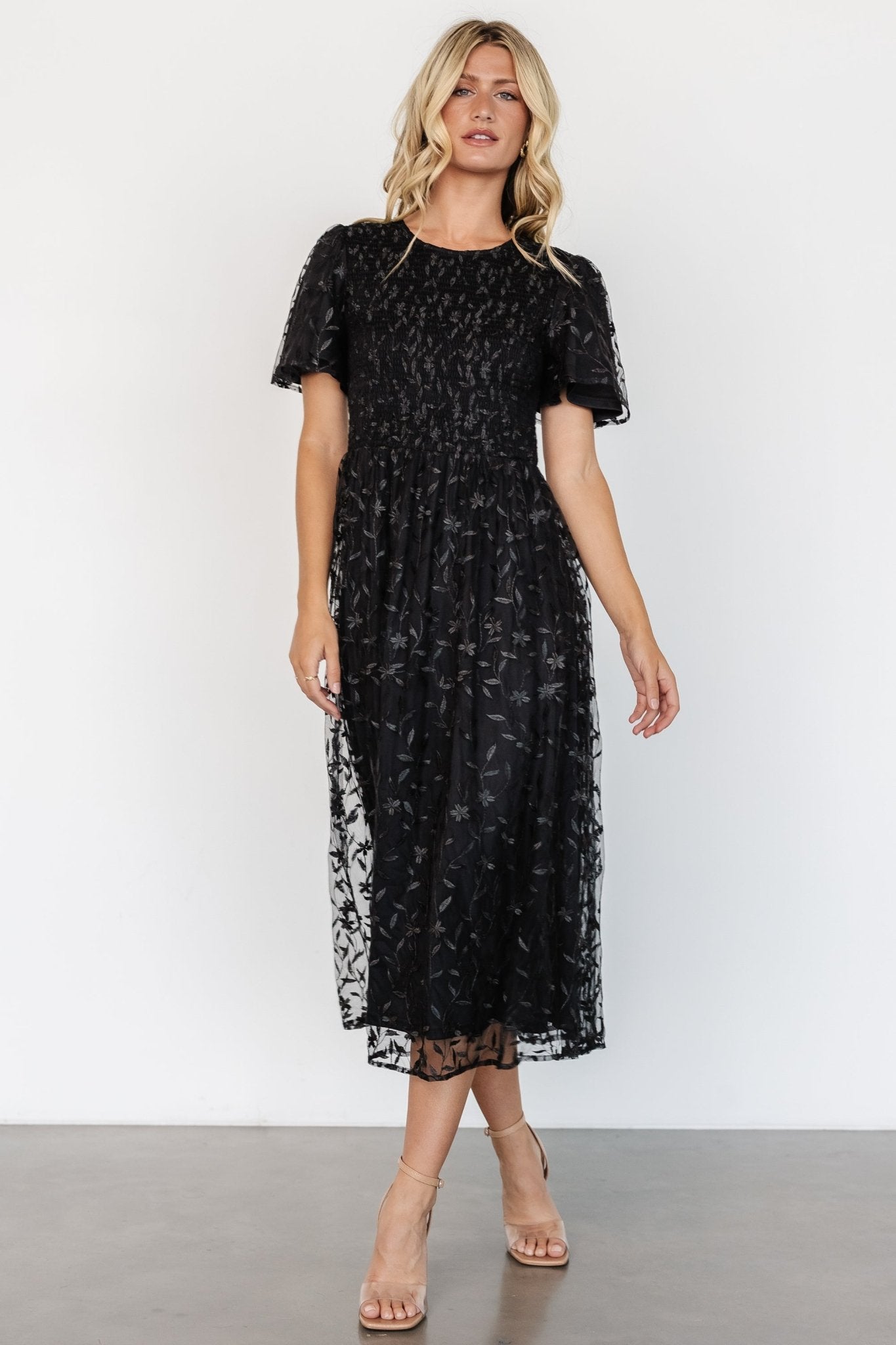 Cara Embroidered Midi Dress | Black Outlet Free Shipping Authentic