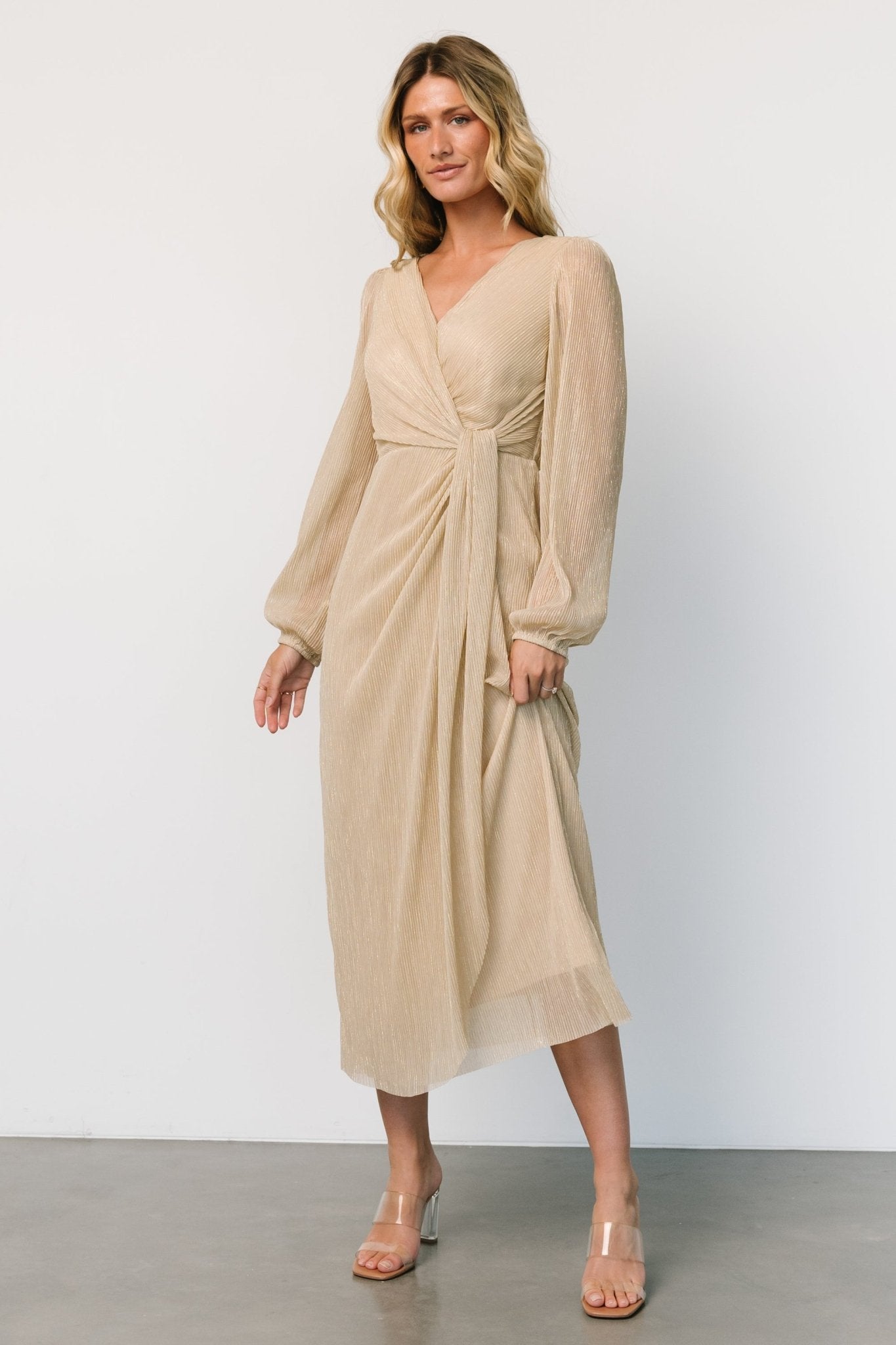 Devlyn Pleated Dress | Golden Shimmer Sale Best Wholesale