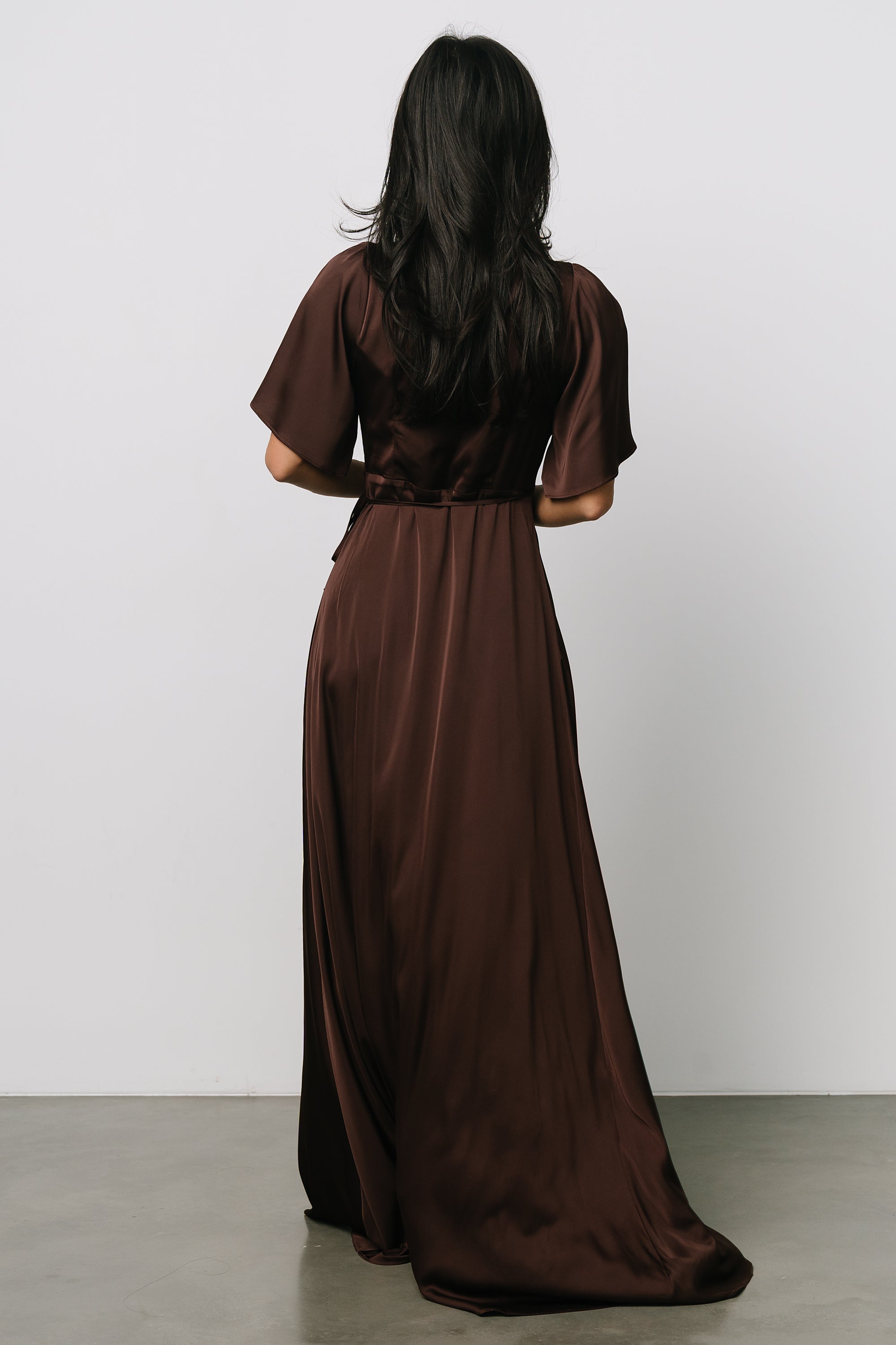 Vara Satin Maxi Wrap Dress | Espresso Buy Cheap Get Authentic