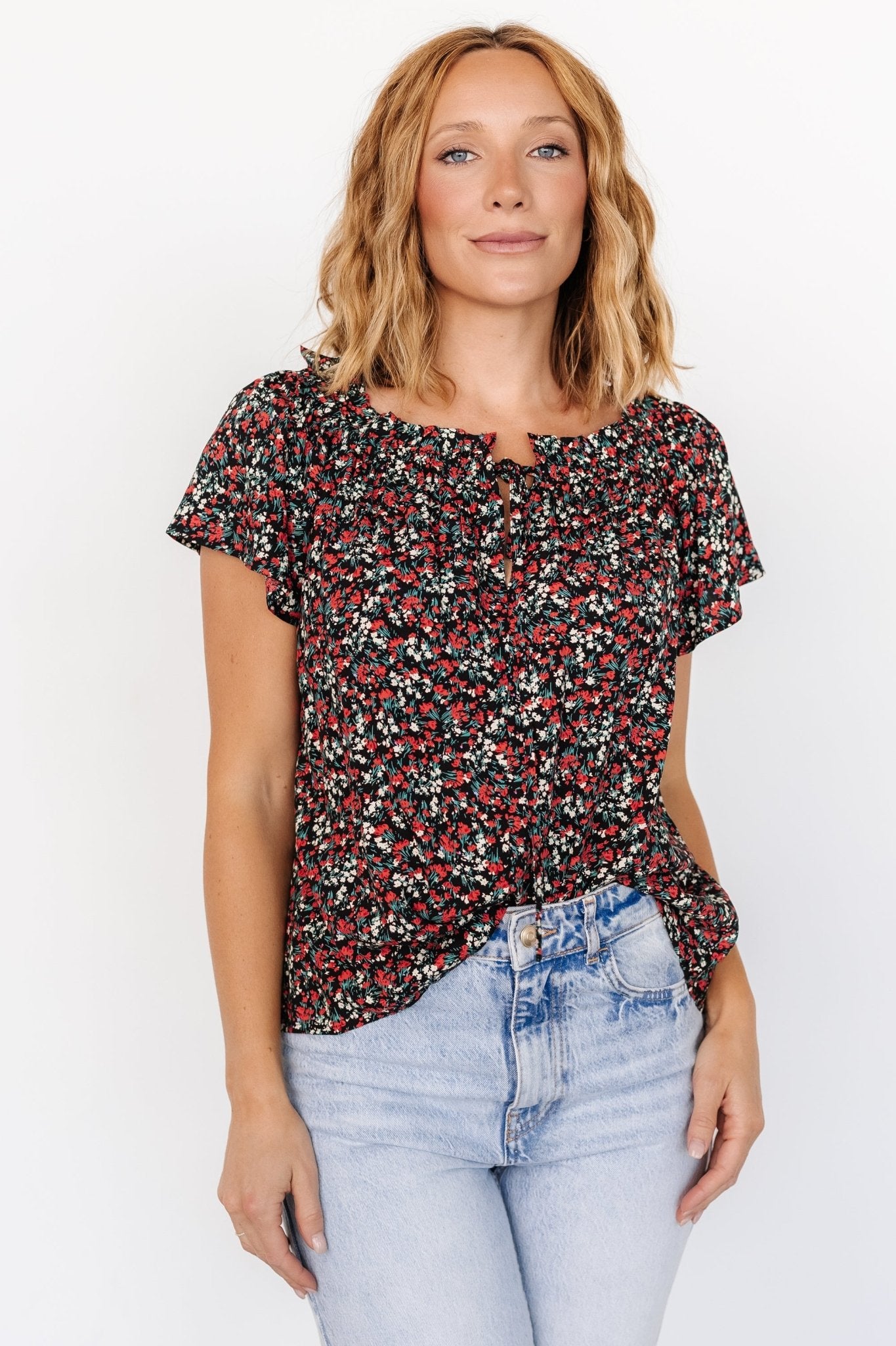 Jude Boho Top | Black + Red Best Pices