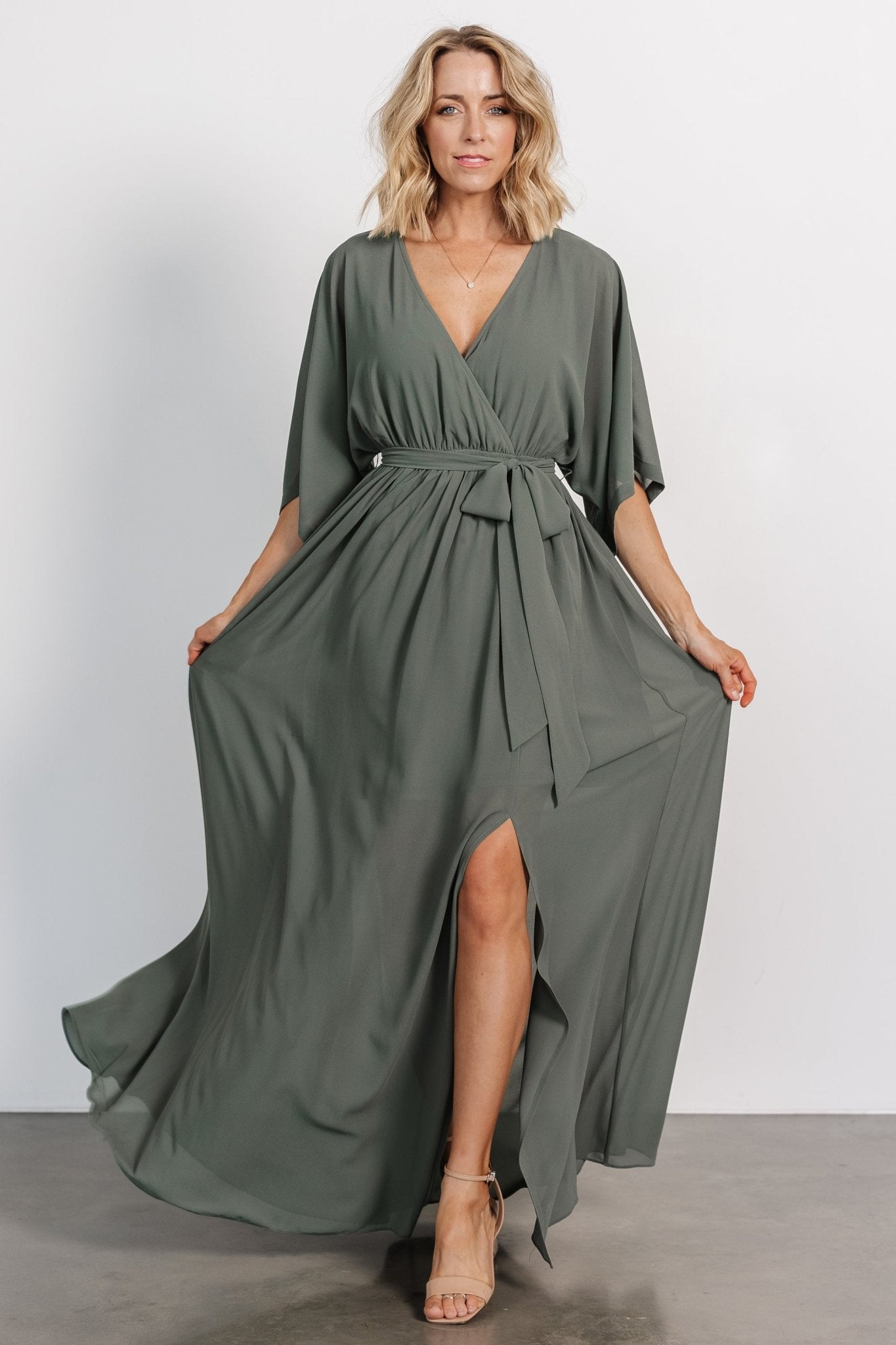 Kia Kimono Maxi Dress | Dark Sage Reliable Cheap Online