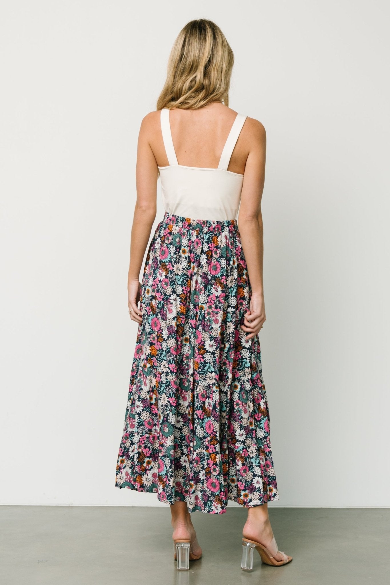 Reilly Maxi Skirt | Navy Flower Print Cheap Sale 2025 Unisex