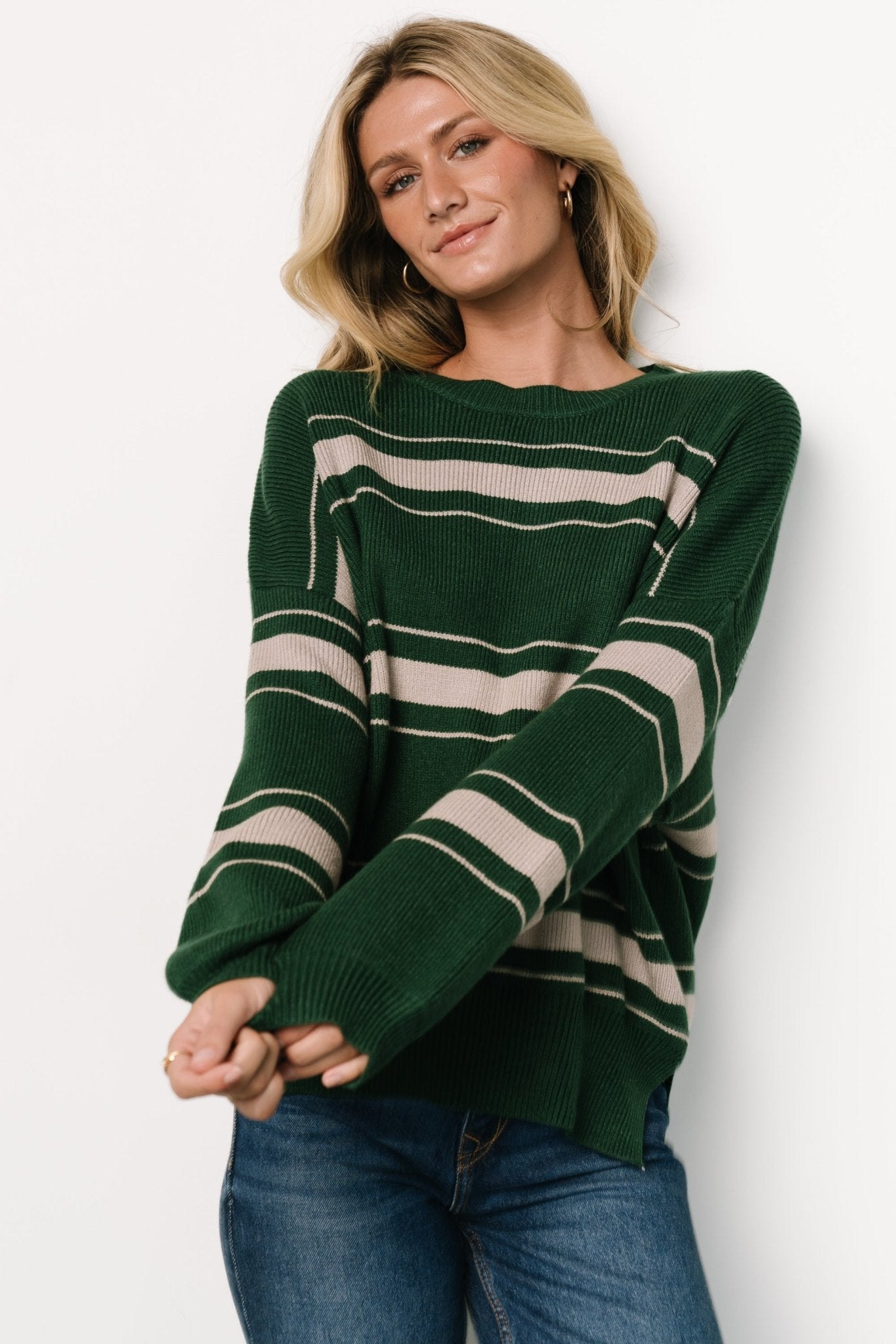 Charlie Striped Sweater | Dark Green Quality Free Shipping Outlet