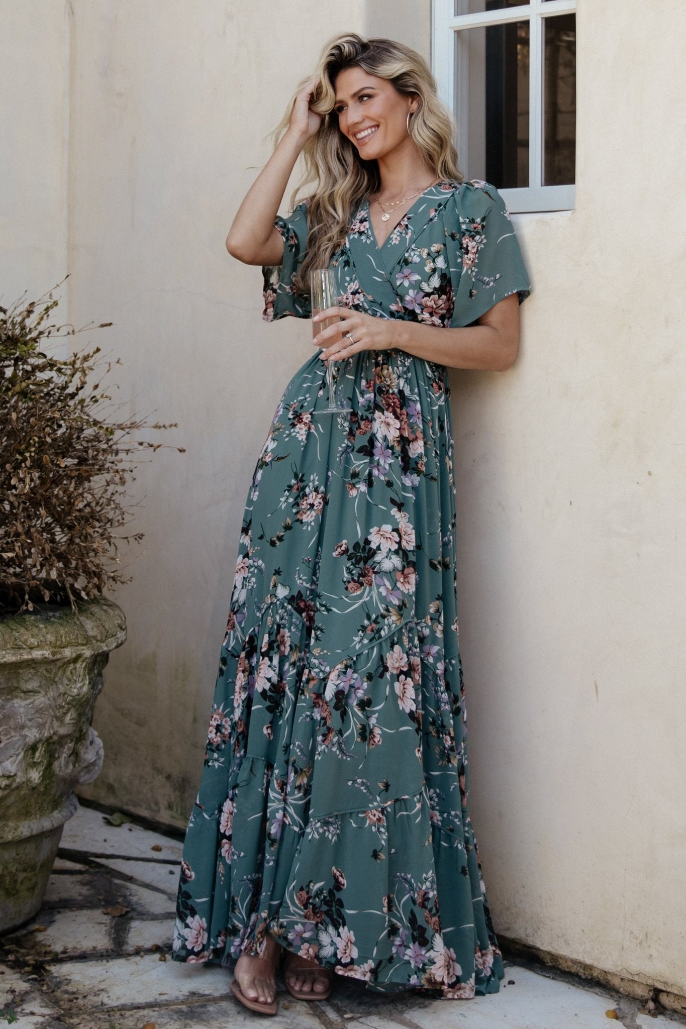 Katherine Maxi Dress | Dusty Green Floral Manchester Great Sale Online