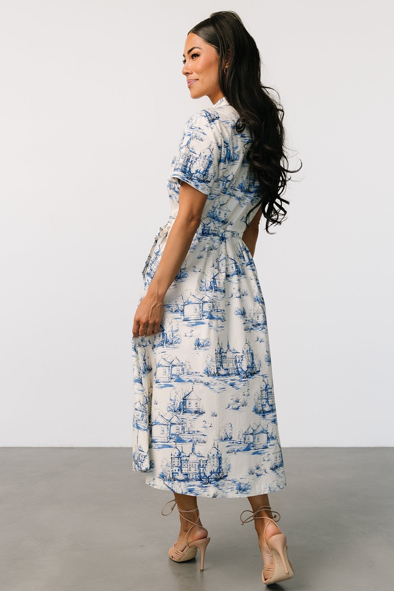 Layne Midi Dress | Cream + Blue Cheap Sale Professional