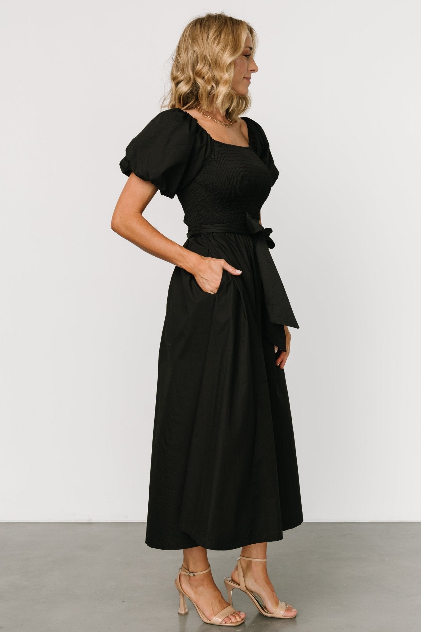 Bardot Midi Dress | Black Cheap Sale 100% Original