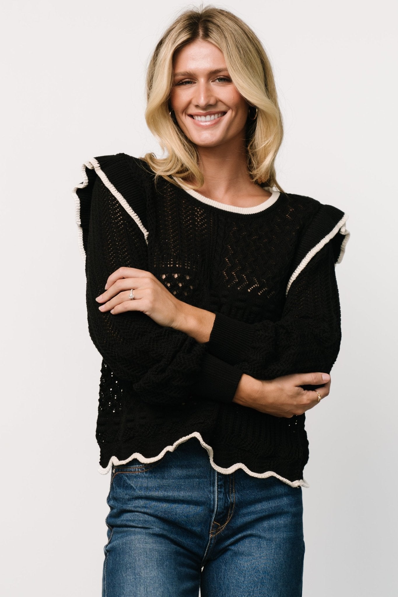 Oleya Knit Sweater Top | Black Outlet Shop