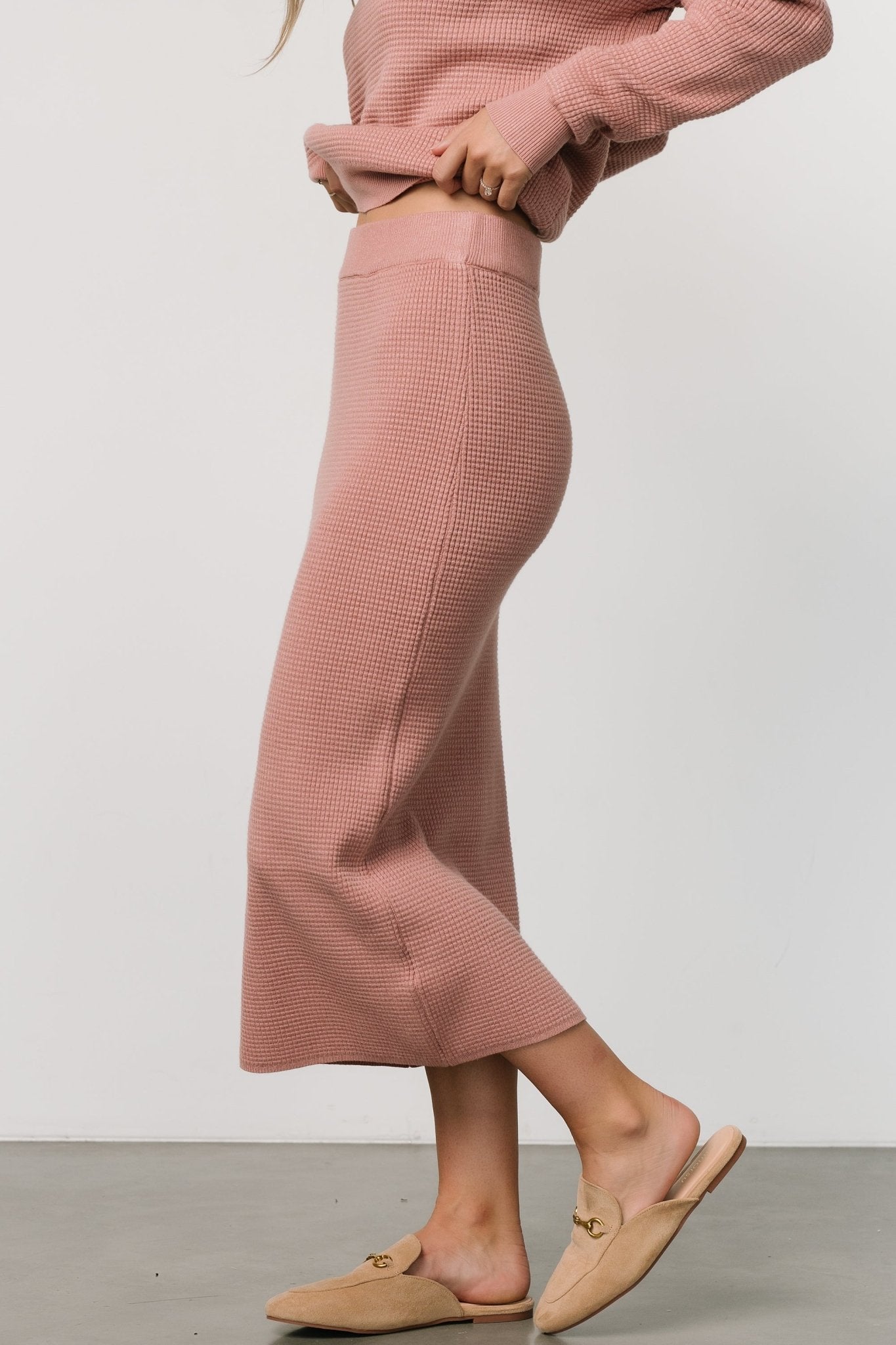 Carey Waffle Midi Skirt | Rose Clearance Best