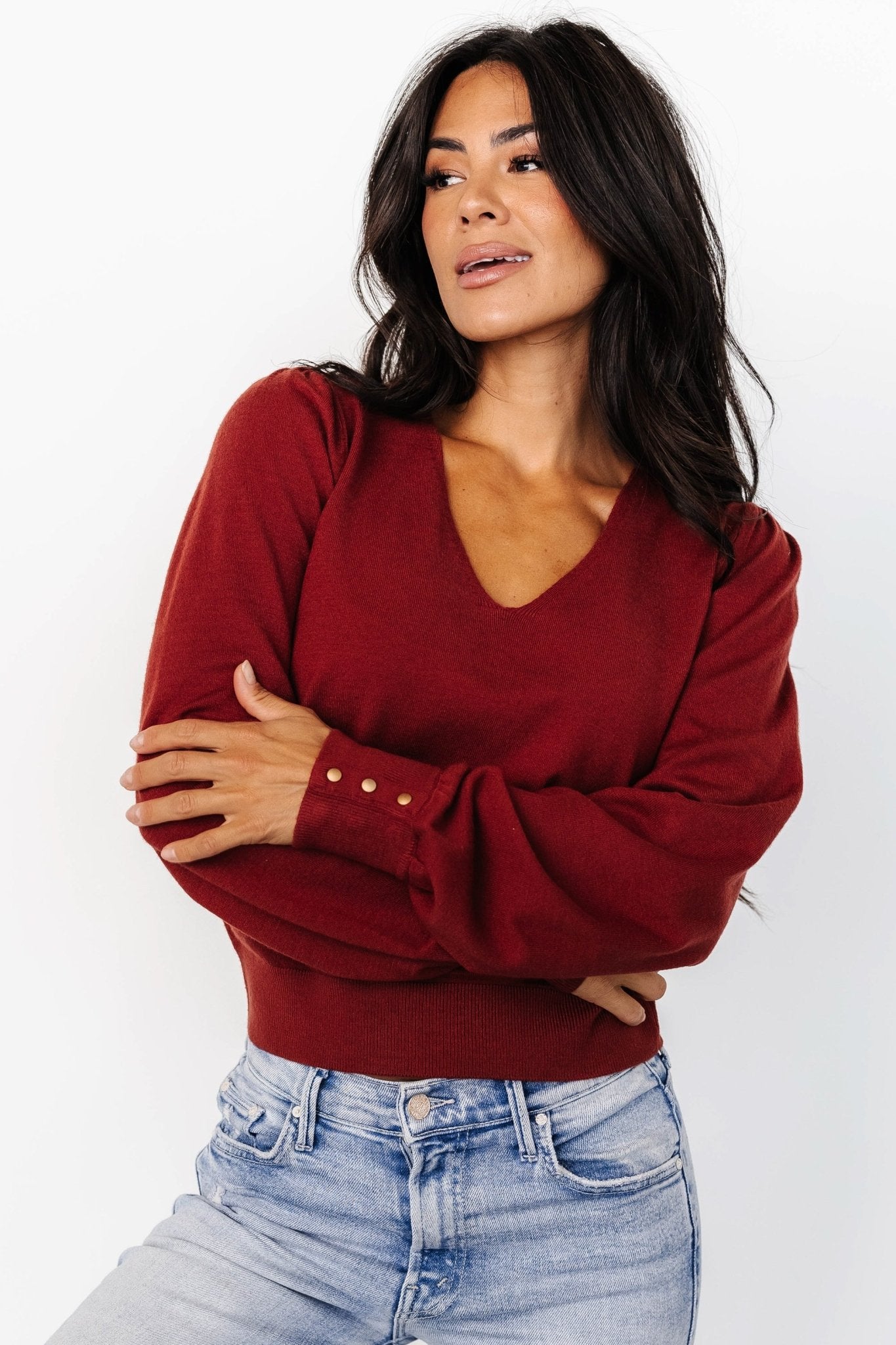 Sheila V Neck Sweater Top | Brick 2025 Cheap Online