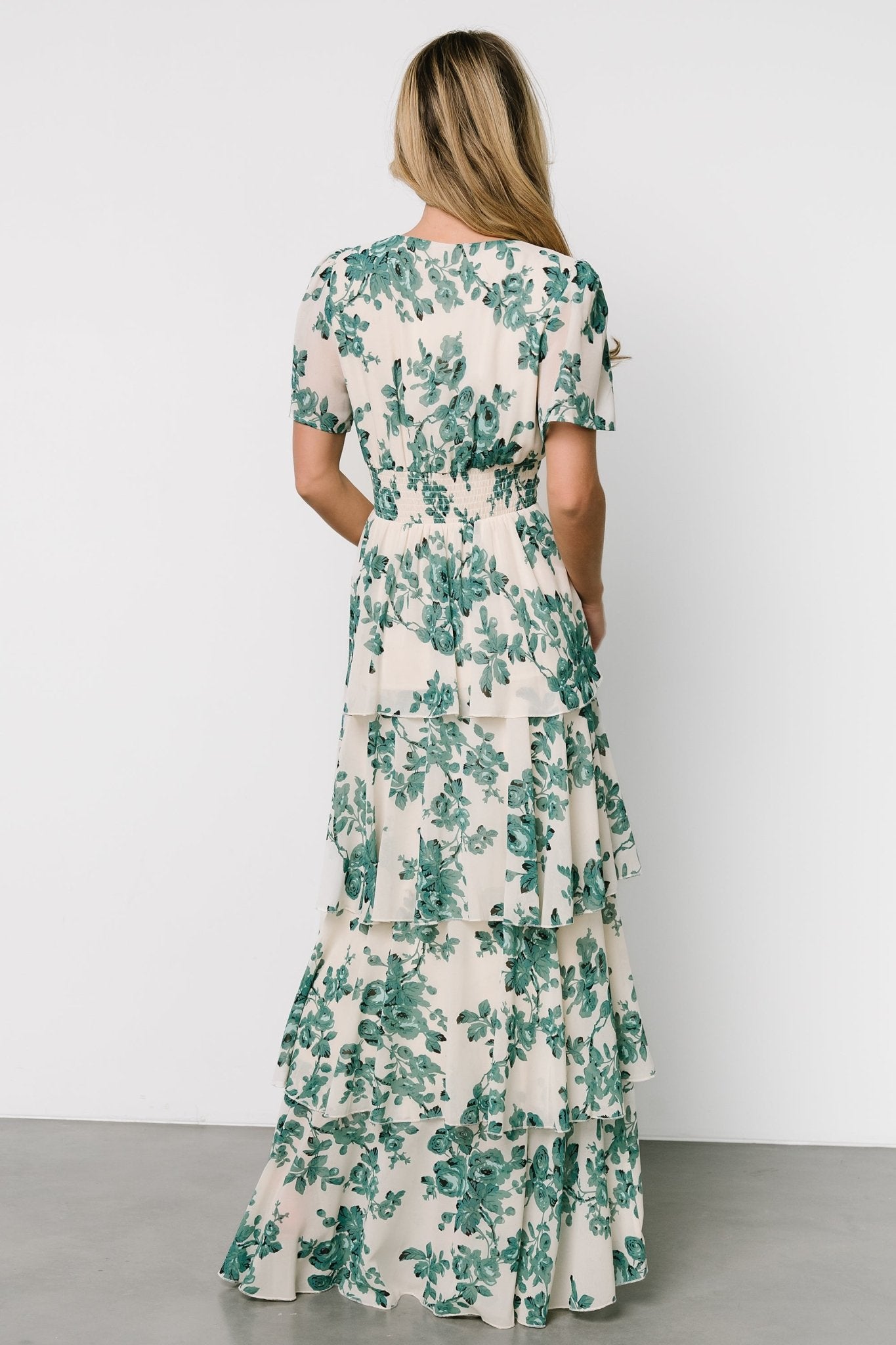 Montaigne Ruffle Maxi Dress | Ivory + Green Floral Cost For Sale