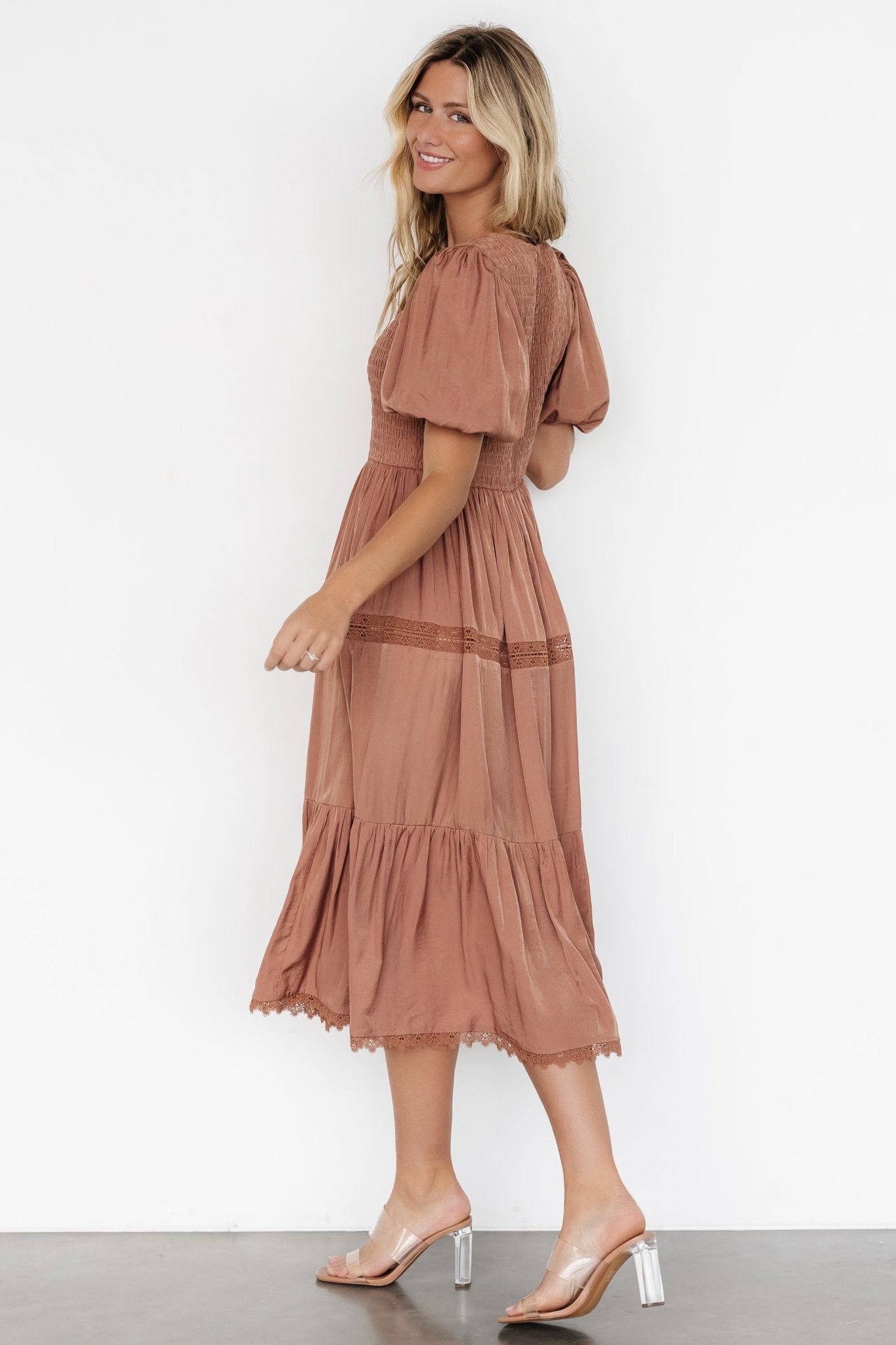 Finley Smocked Midi Dress | Light Copper Buy Cheap Wide Range Of