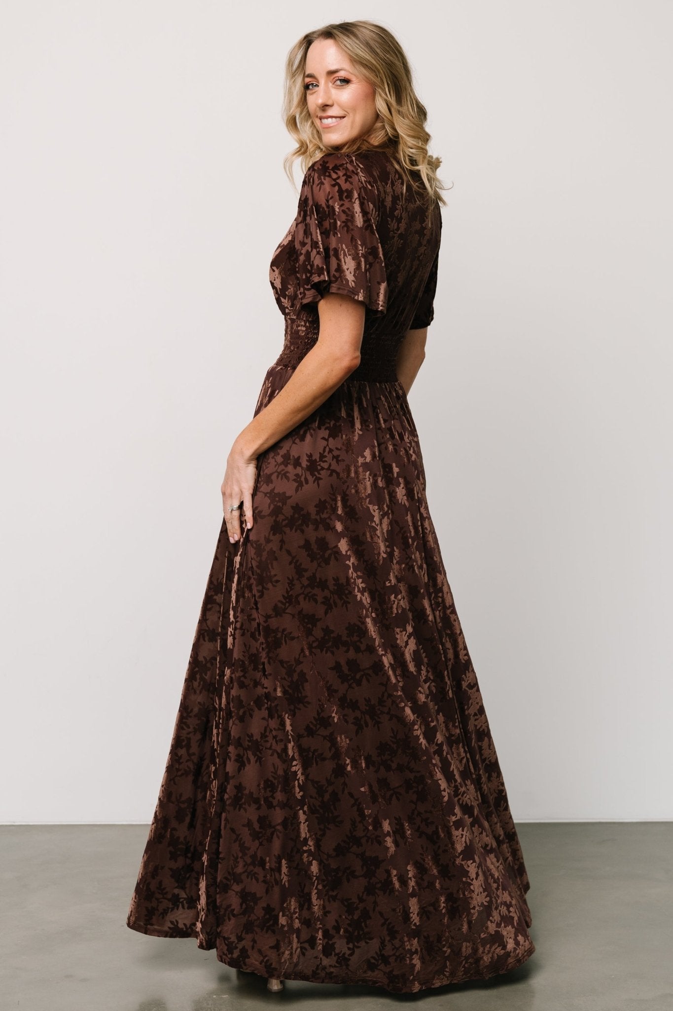 Veronica Velvet Maxi Dress | Espresso Cheap Low Shipping Fee