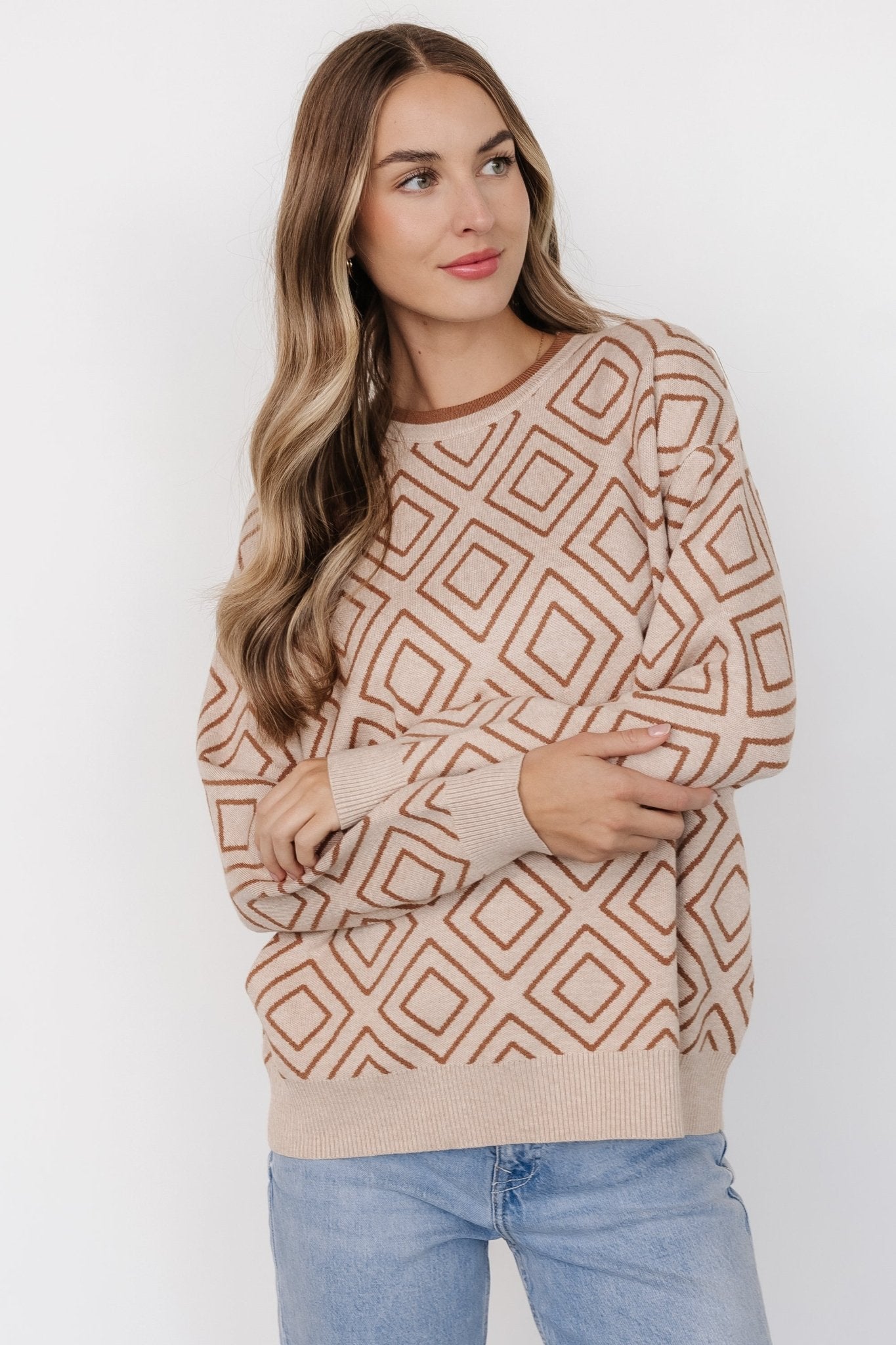 Asther Diamond Sweater | Oatmeal + Camel Latest Collections Cheap Pice