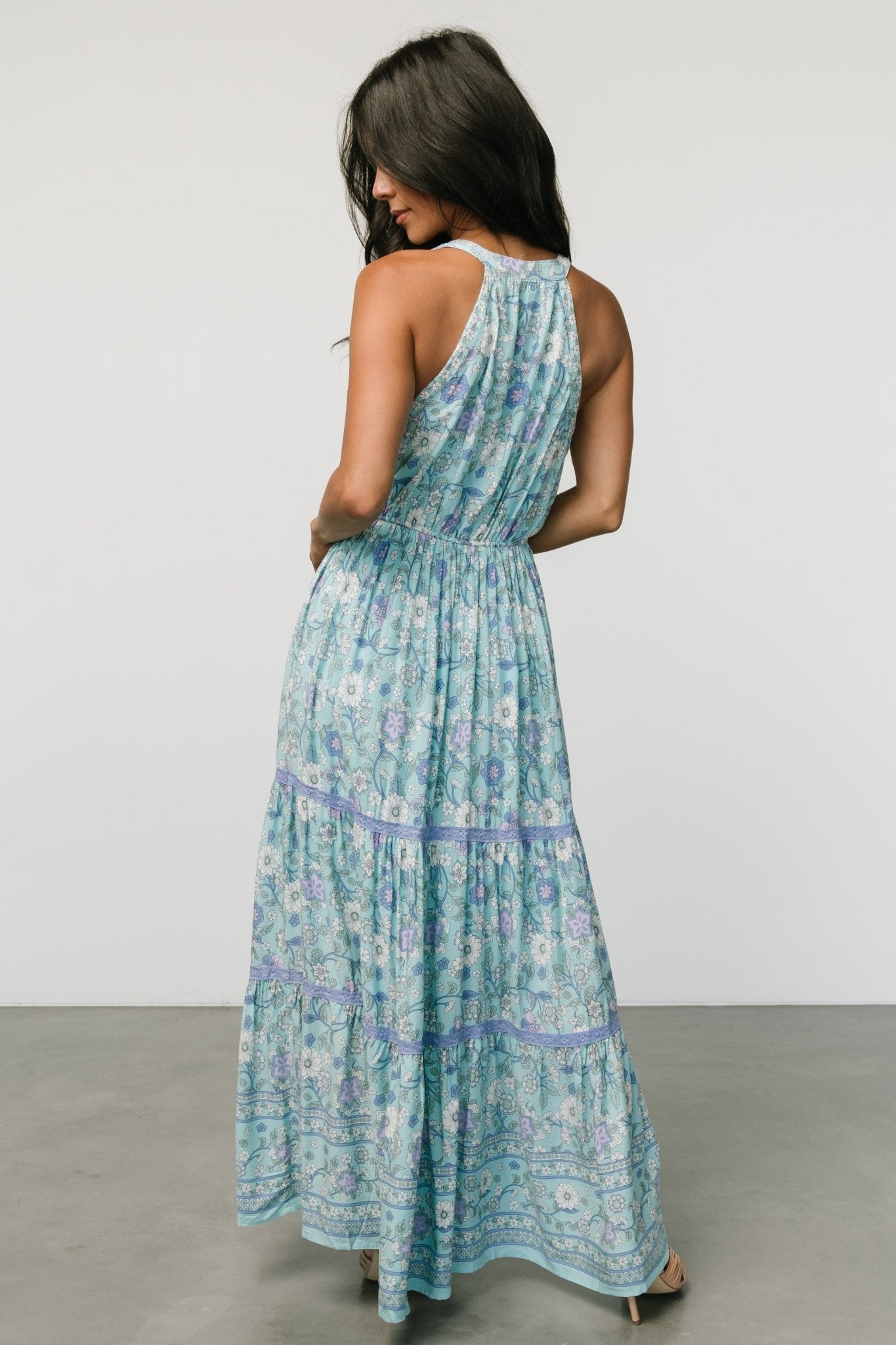 Meline Button Front Maxi Dress | Light Blue Multi Buy Cheap Outlet Locations