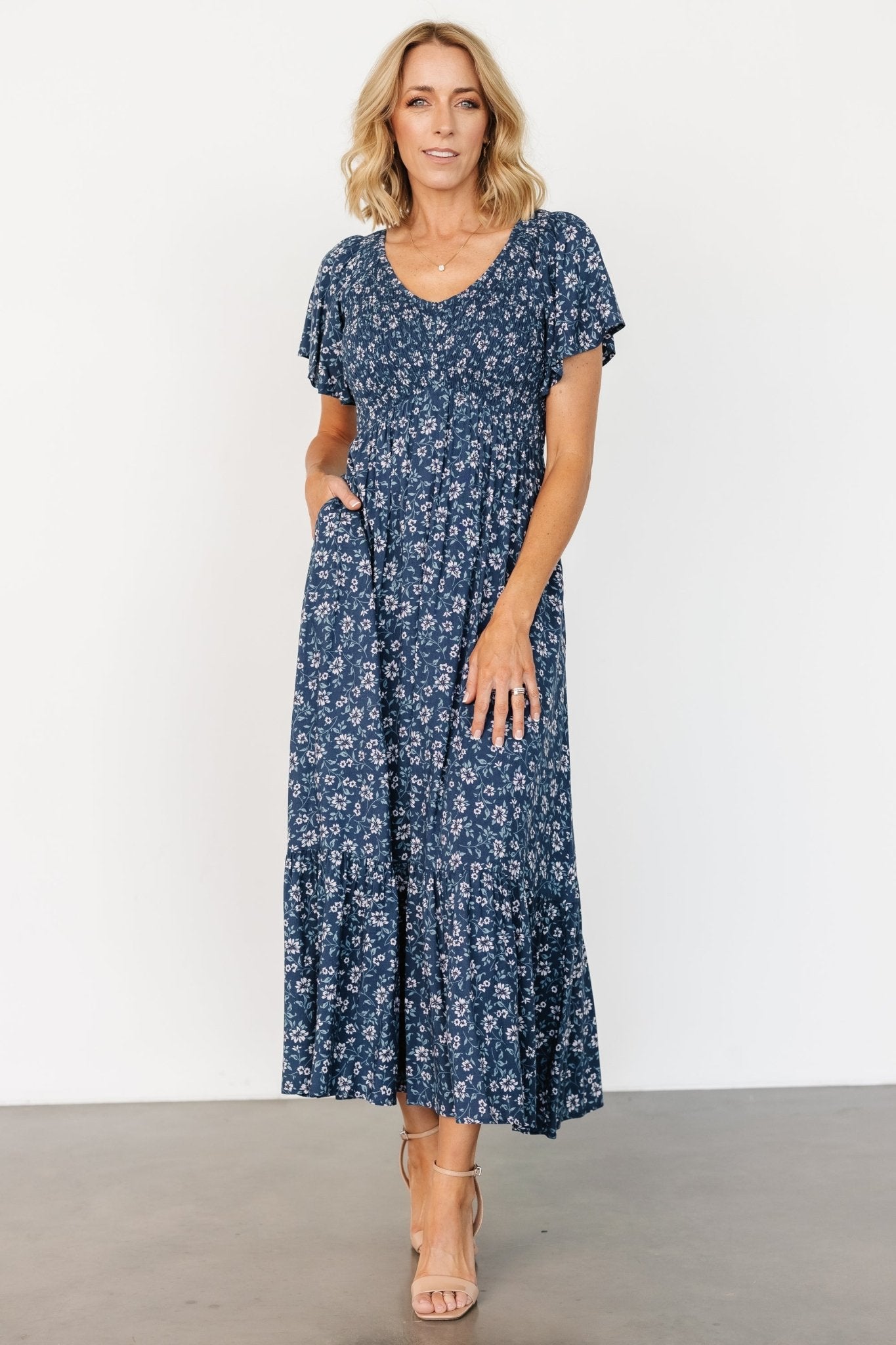 Joanie Smocked Dress | Blue Floral Recommend Online