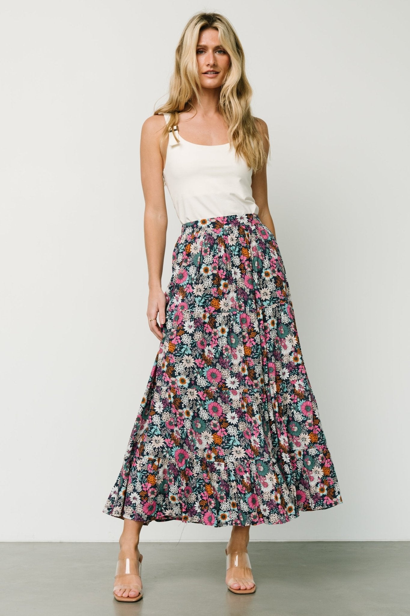 Reilly Maxi Skirt | Navy Flower Print Cheap Sale 2025 Unisex