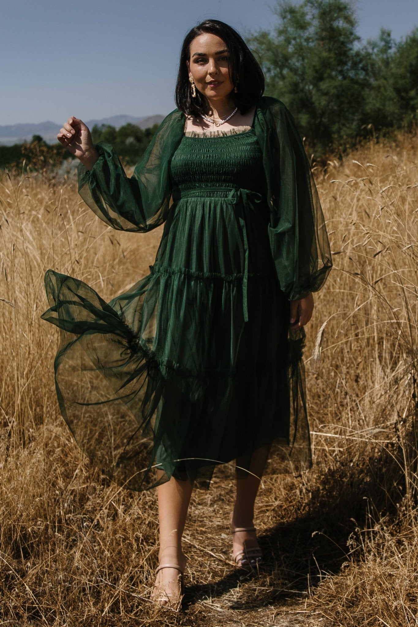 Katrina Tulle Maxi Dress | Dark Green Collections