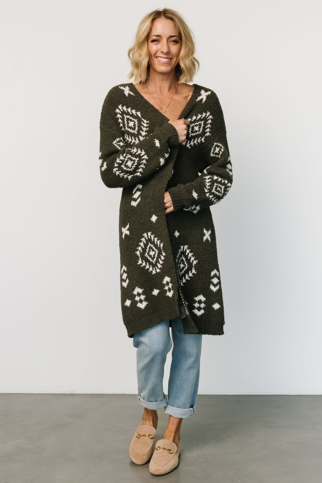 Missoula Oversized Cardigan | Olive + Off White With Paypal Cheap Online