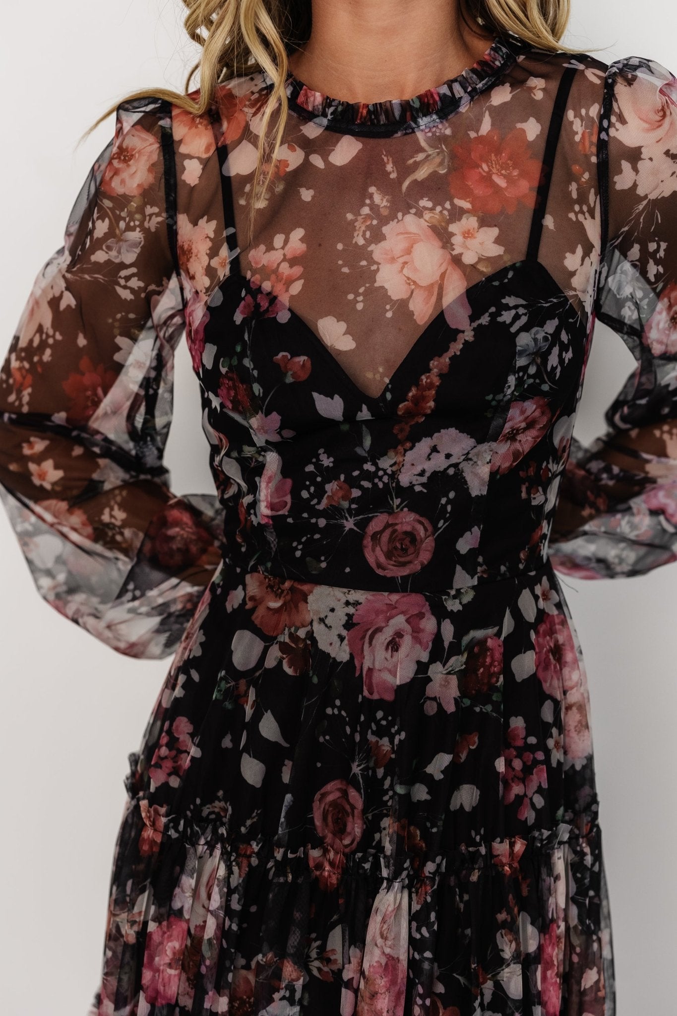 Stephanie Tiered Maxi Dress | Black Floral Affordable Cheap Online