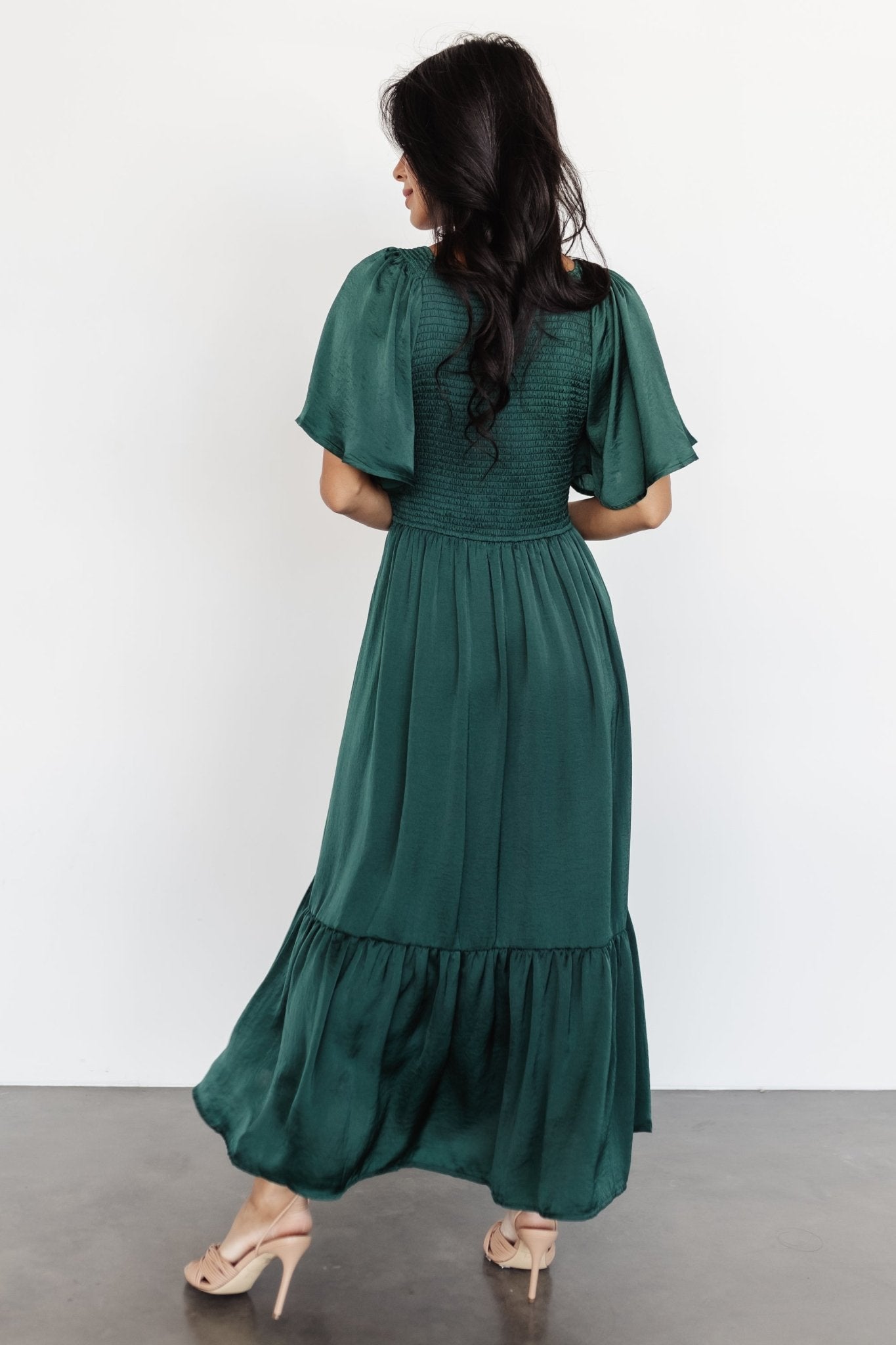 Lovell Smocked Midi Dress | Emerald Cheap Affordable